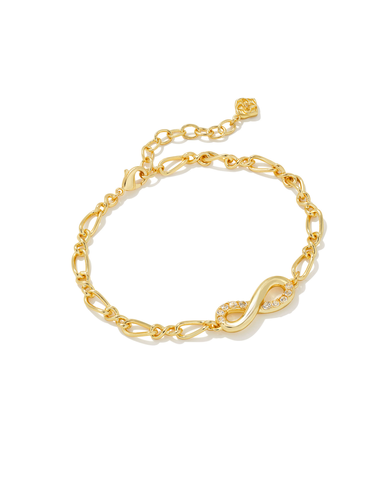 Annie Gold Infinity Chain Bracelet in White Crystal Kendra Scott