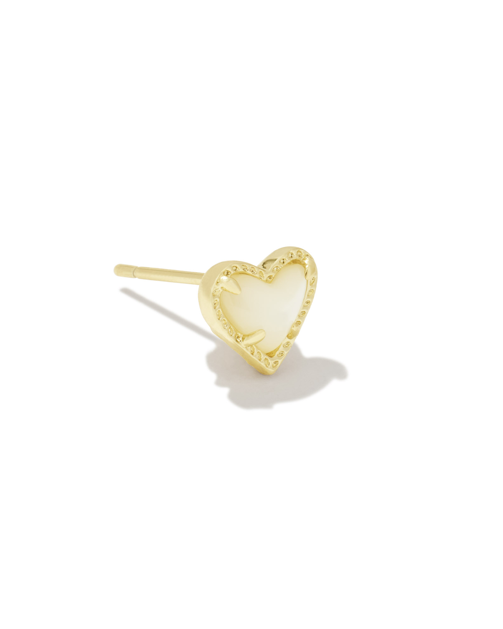 Mini Ari Heart Gold Single Stud Earring in Ivory MotherofPearl Kendra Scott