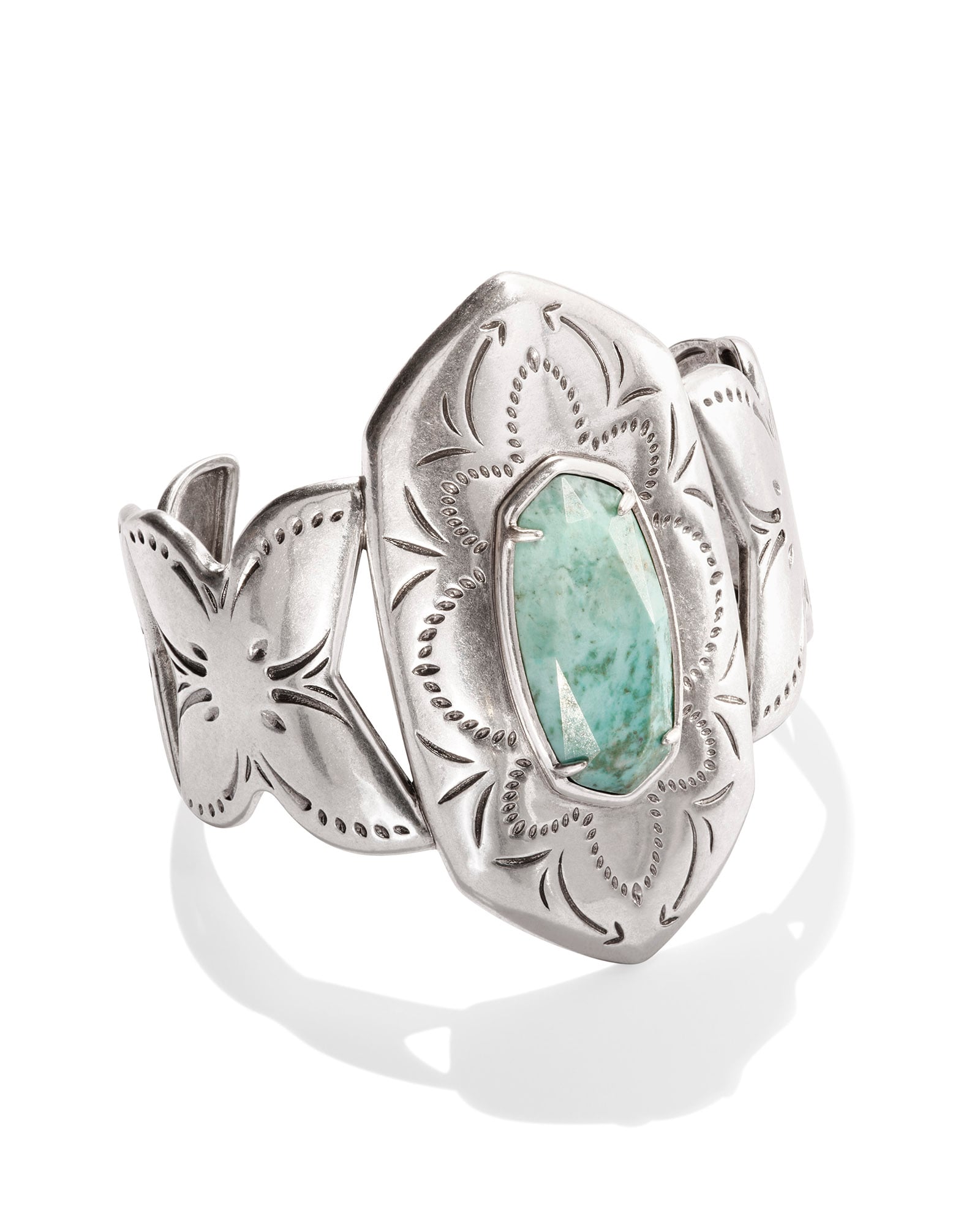 アクセサリー knt Keziah Vintage Silver Cuff Bracelet in Sea Green Chrysocolla