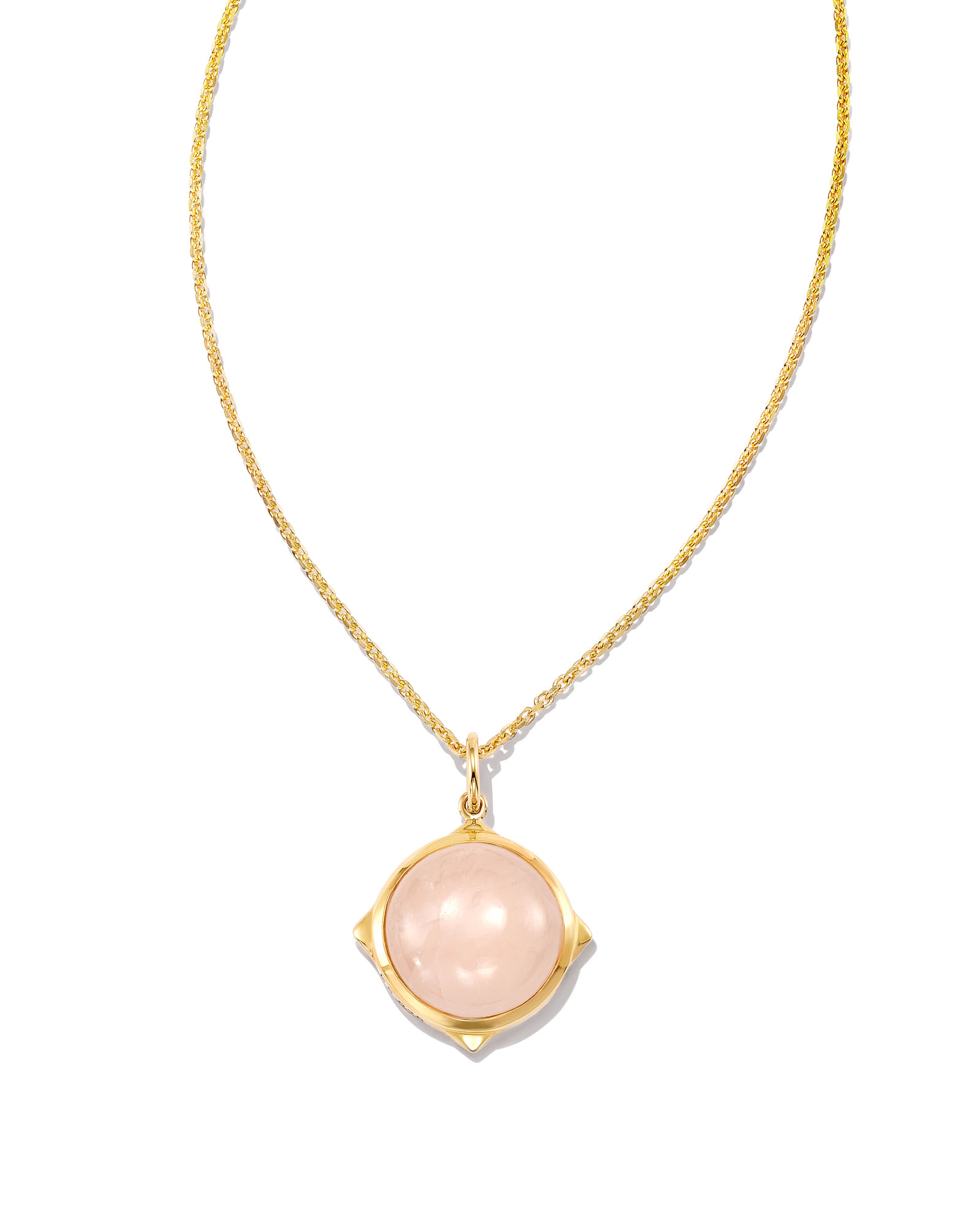 Matilda 18k Gold Vermeil Stone Charm Necklace in Rose Quartz ...