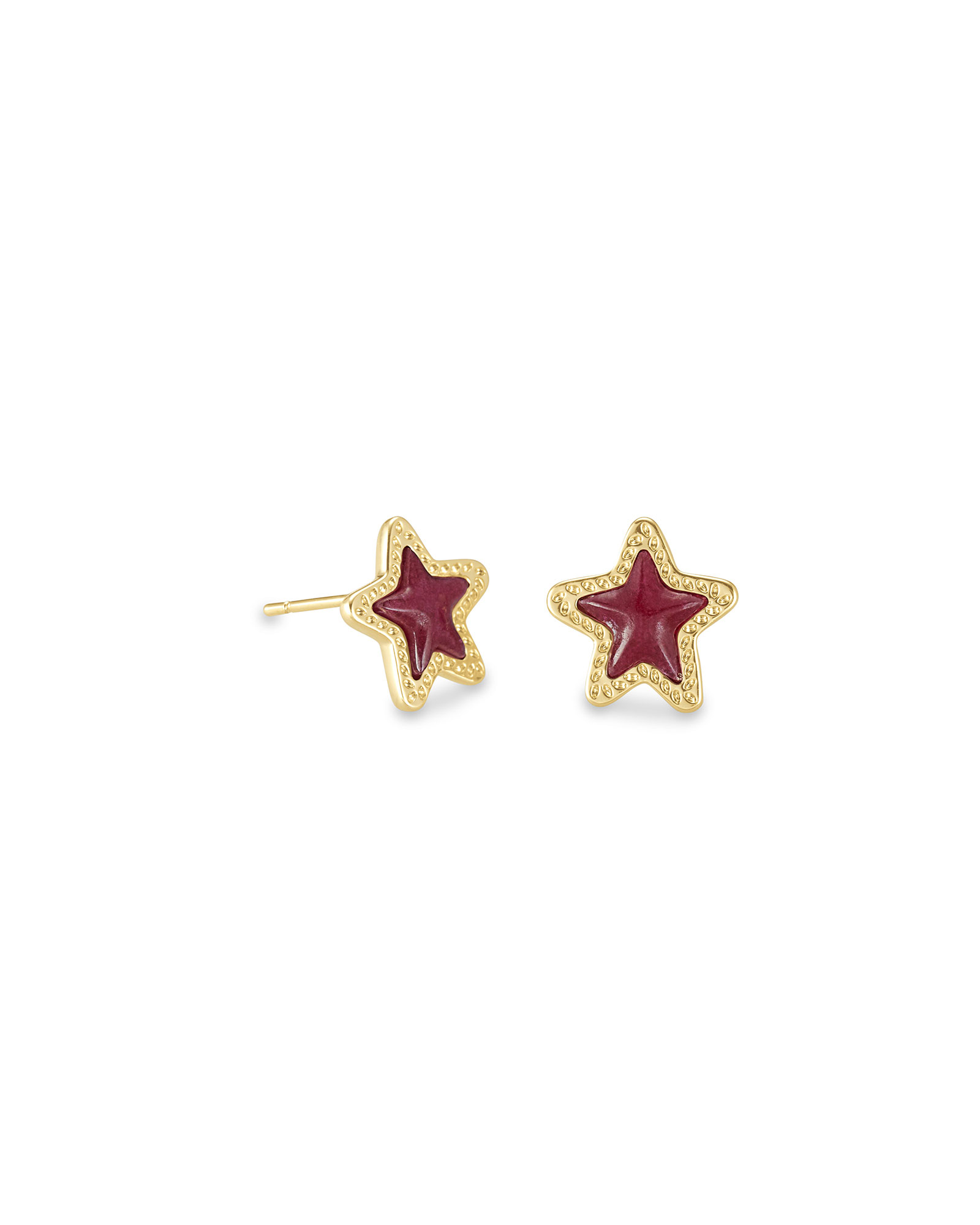 Jae Star Gold Stud Earrings in Maroon Jade Kendra Scott