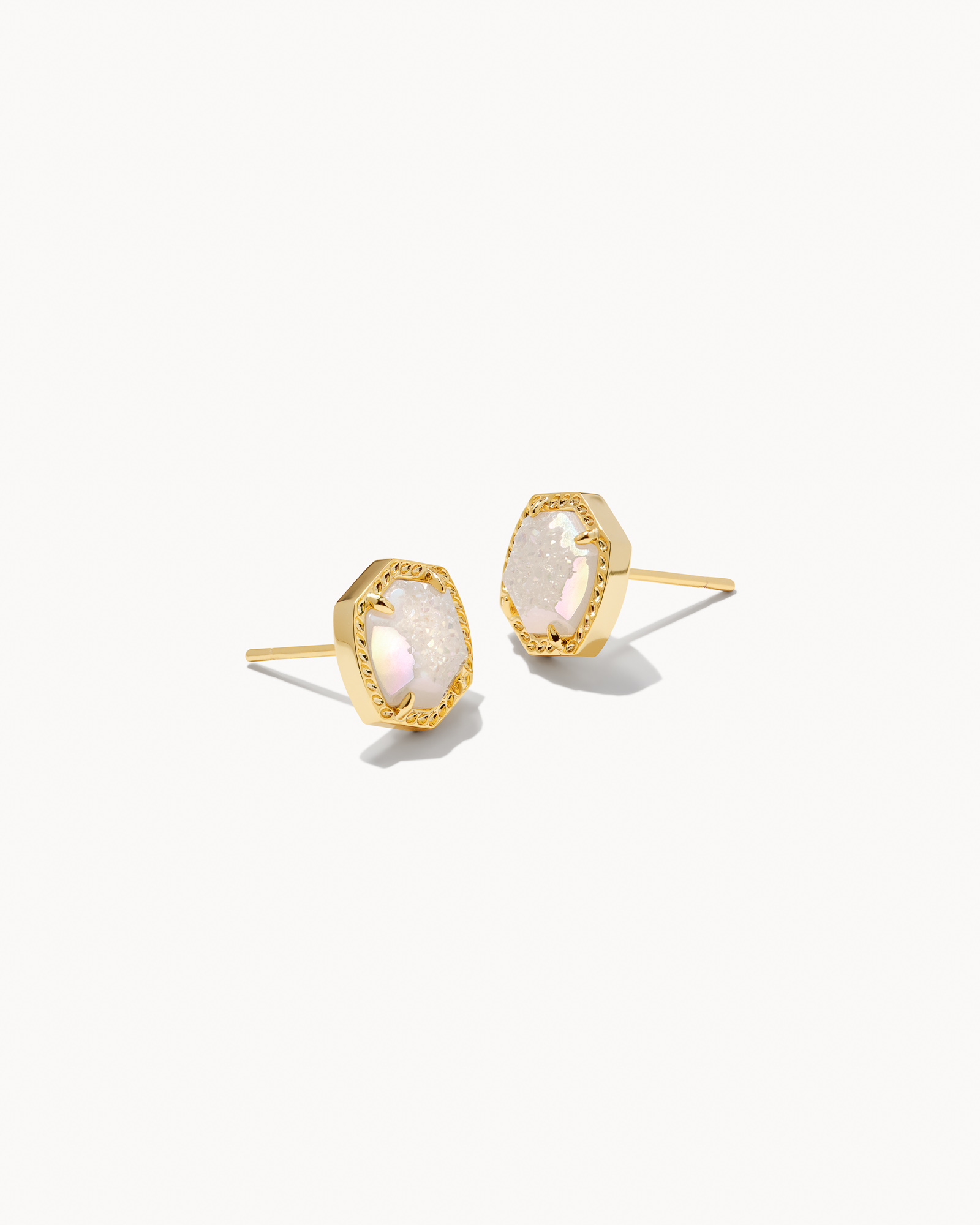 Davie Gold Stud Earrings in Iridescent Drusy Kendra Scott