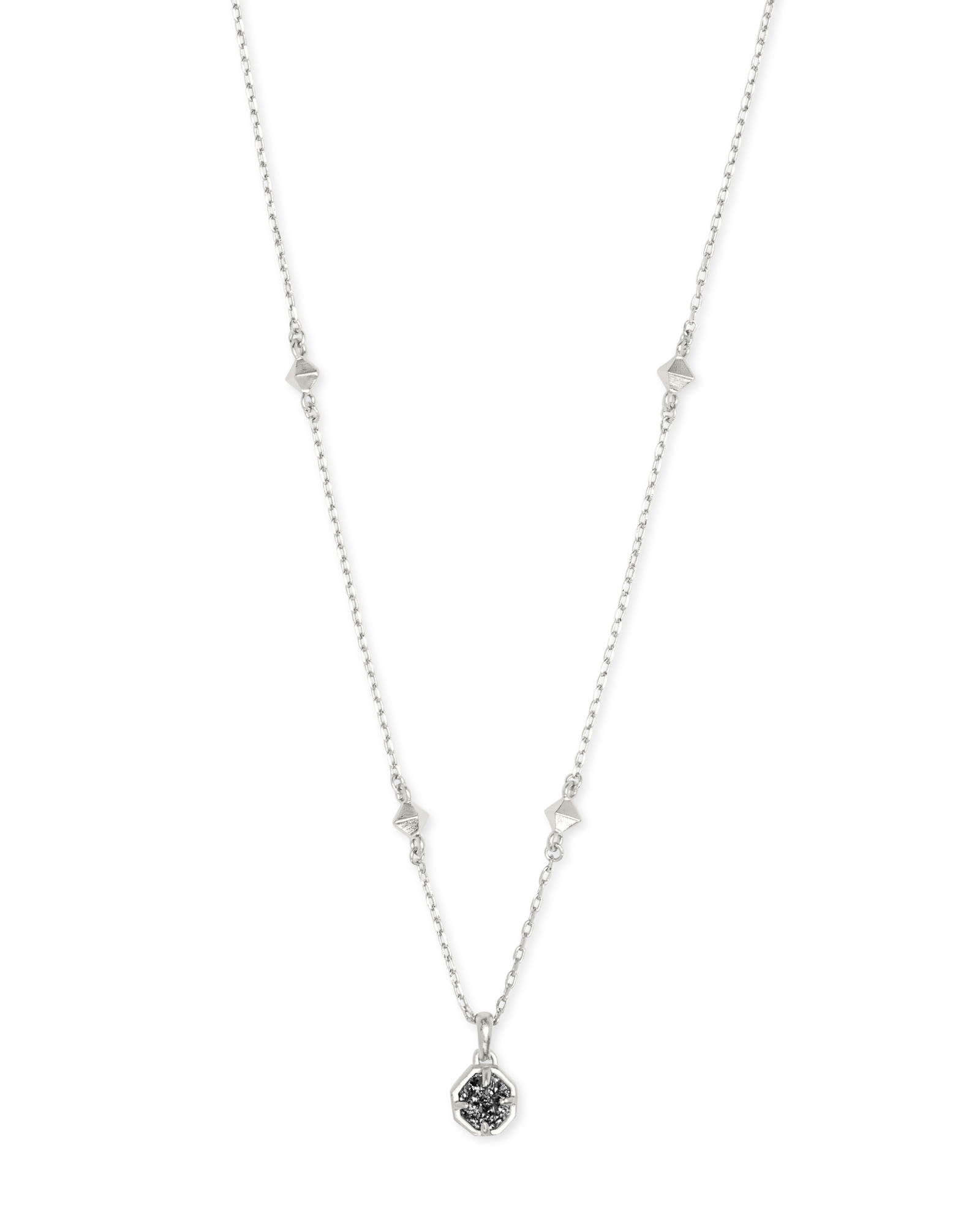 Nola Silver Pendant Necklace in Platinum Drusy Kendra Scott