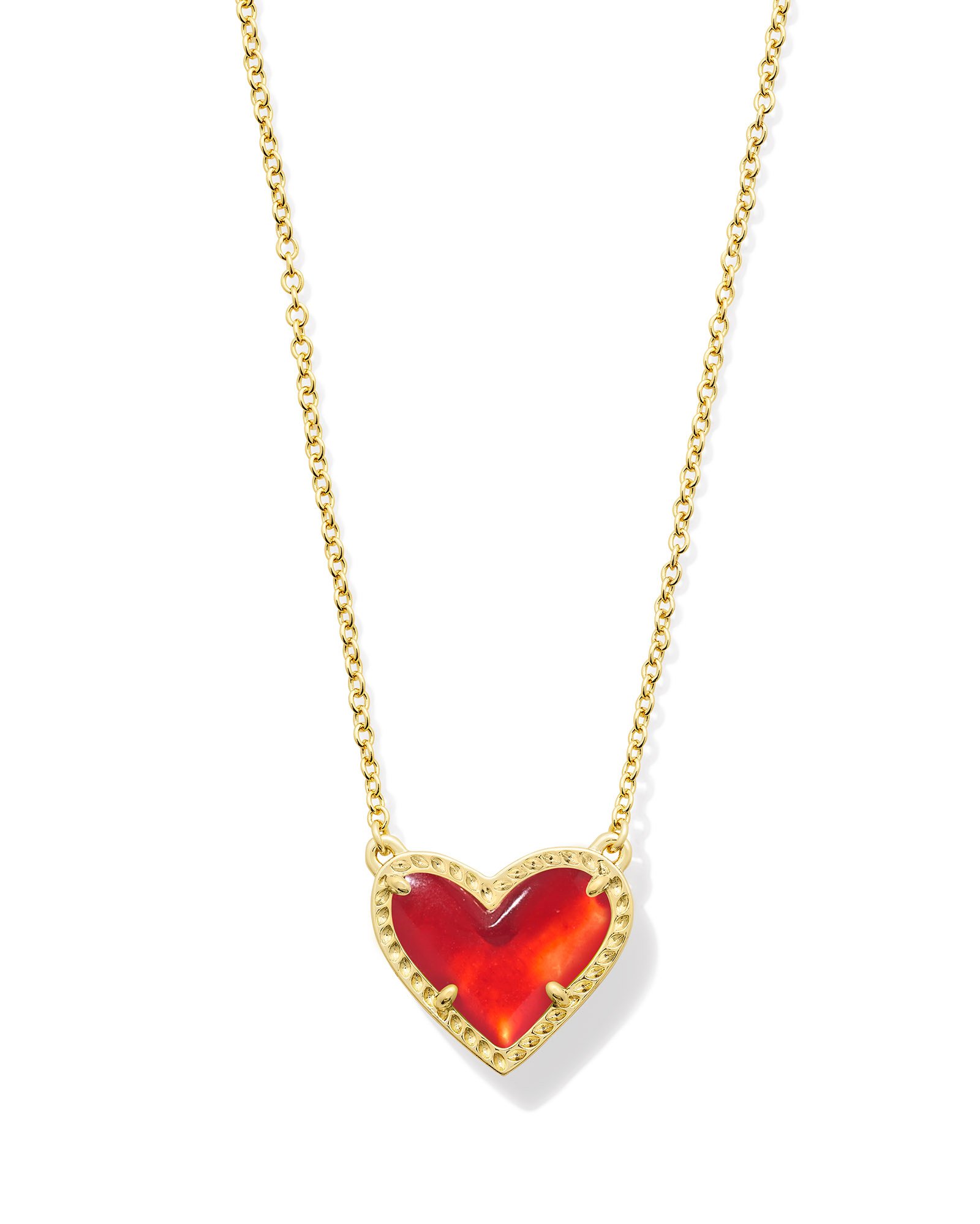 Kendra Scott Red Illusion Necklace Ari Heart Gold Pendant Necklace