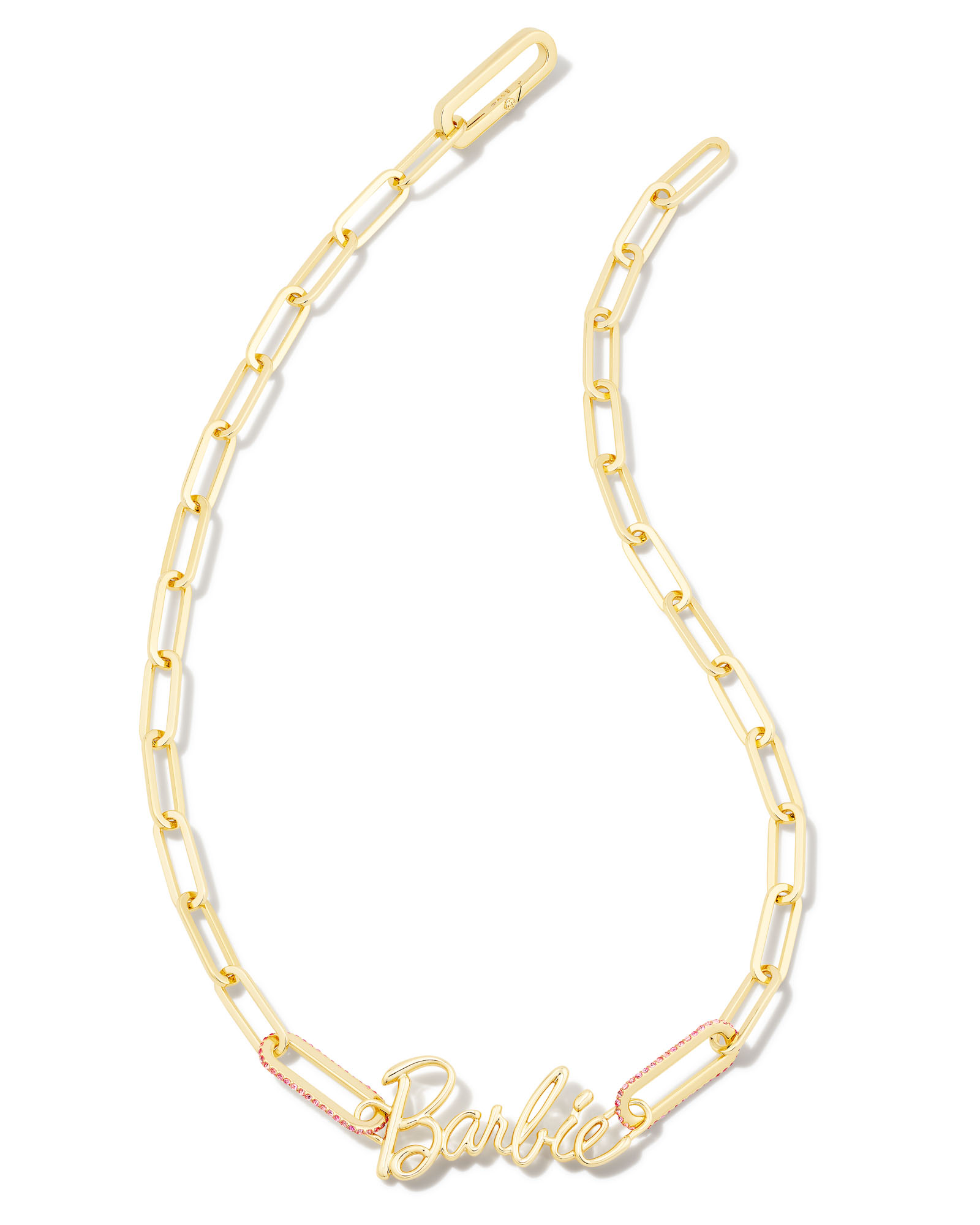 Barbie™ x Kendra Scott Gold Link and Chain Necklace in Pink Crystal |  Kendra Scott