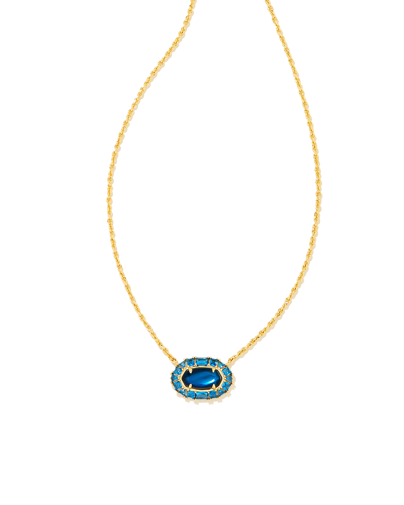 Collana Kendra Scott Elisa In Ottone Placcato Oro Con Ciondolo Deep Aqua Illusion