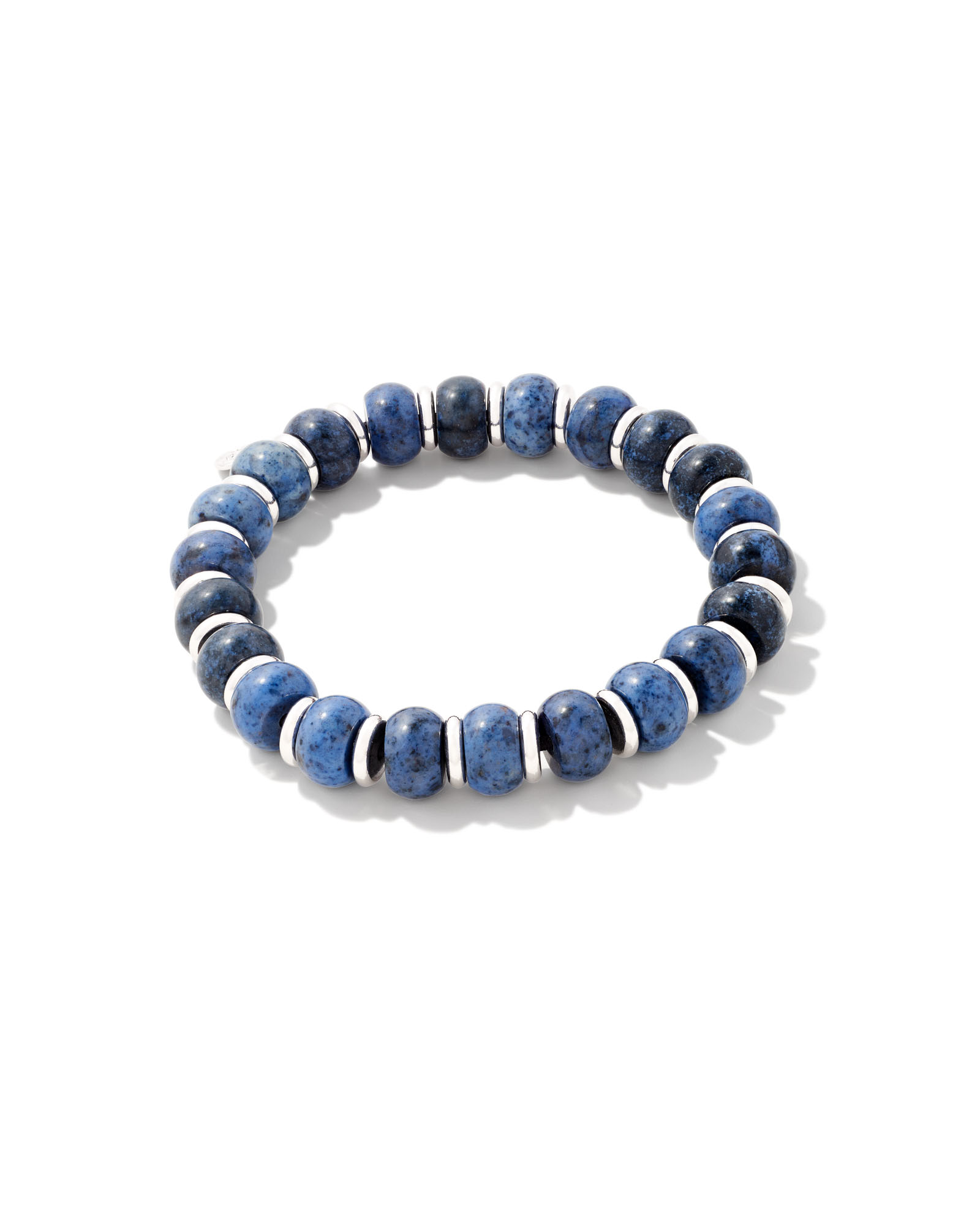 Rebecca Silver Stretch Bracelet in Blue Dumortierite Kendra Scott