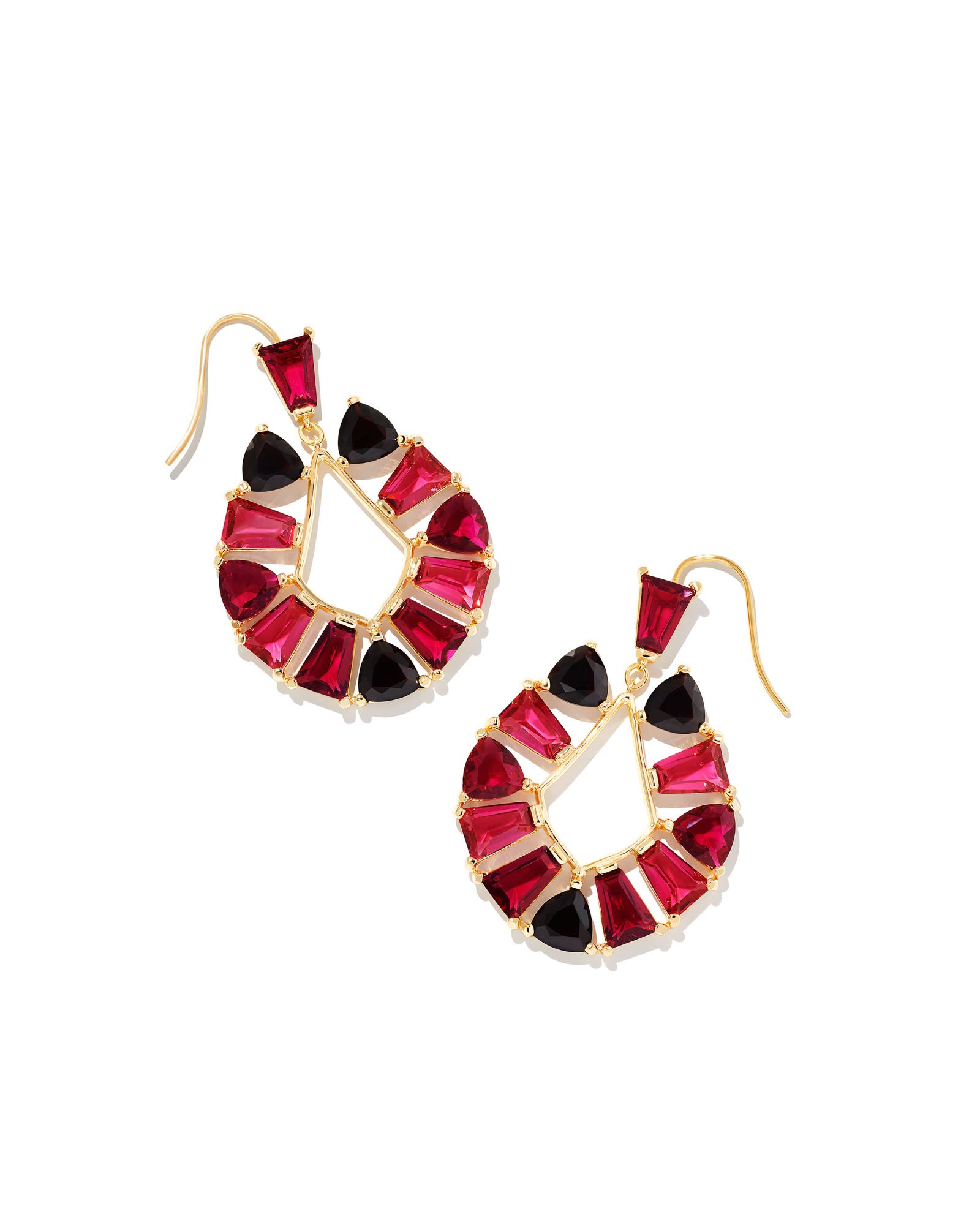 Blair Gold Jewel Open Frame Earrings in Ruby Mix Kendra Scott