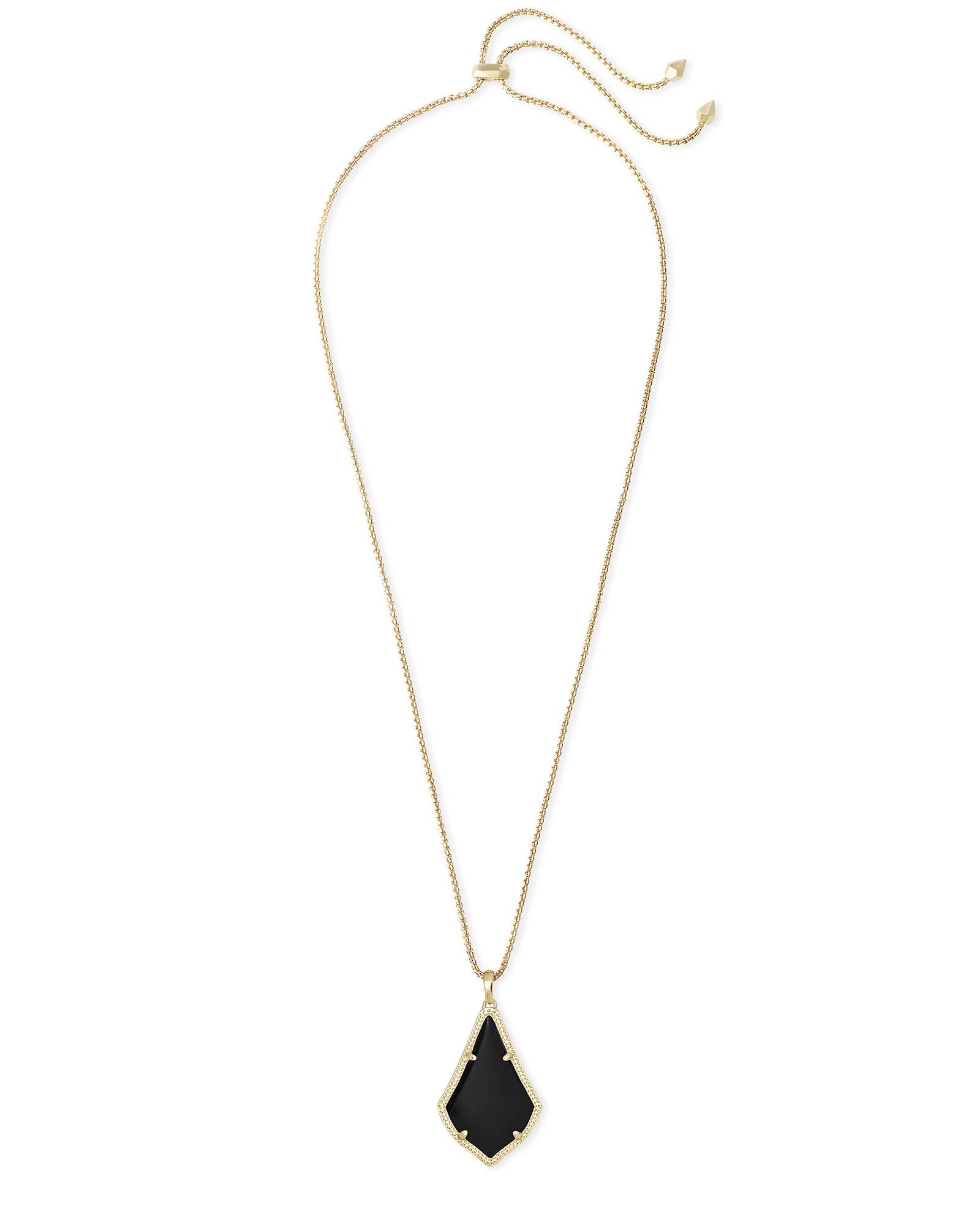 Alex Gold Drop Necklace in Black Opaque Glass | Kendra Scott