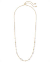 Ashton Gold Pearl Chain Necklace in White Pearl