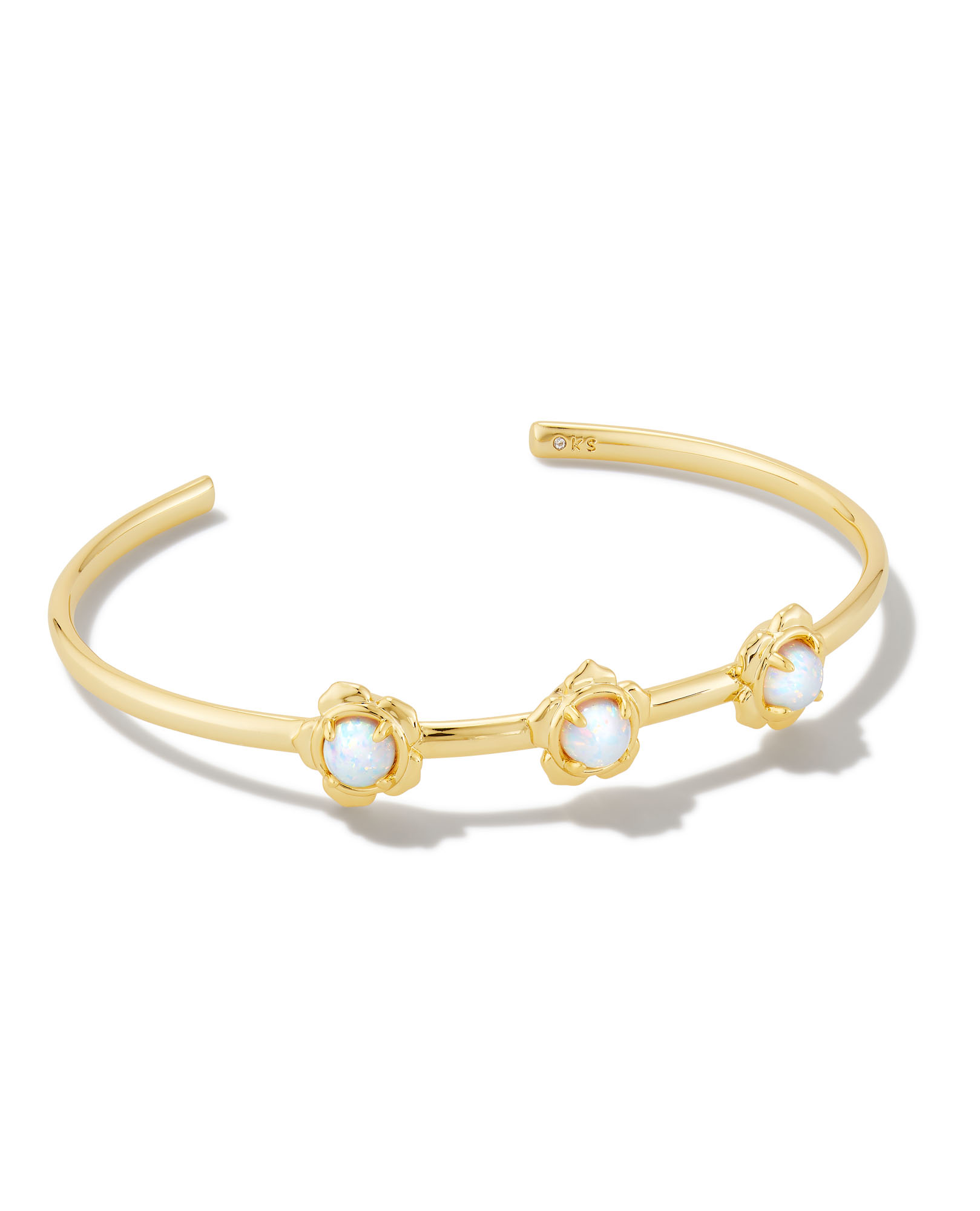 Susie Gold Cuff Bracelet in Bright White Kyocera Opal | Kendra Scott