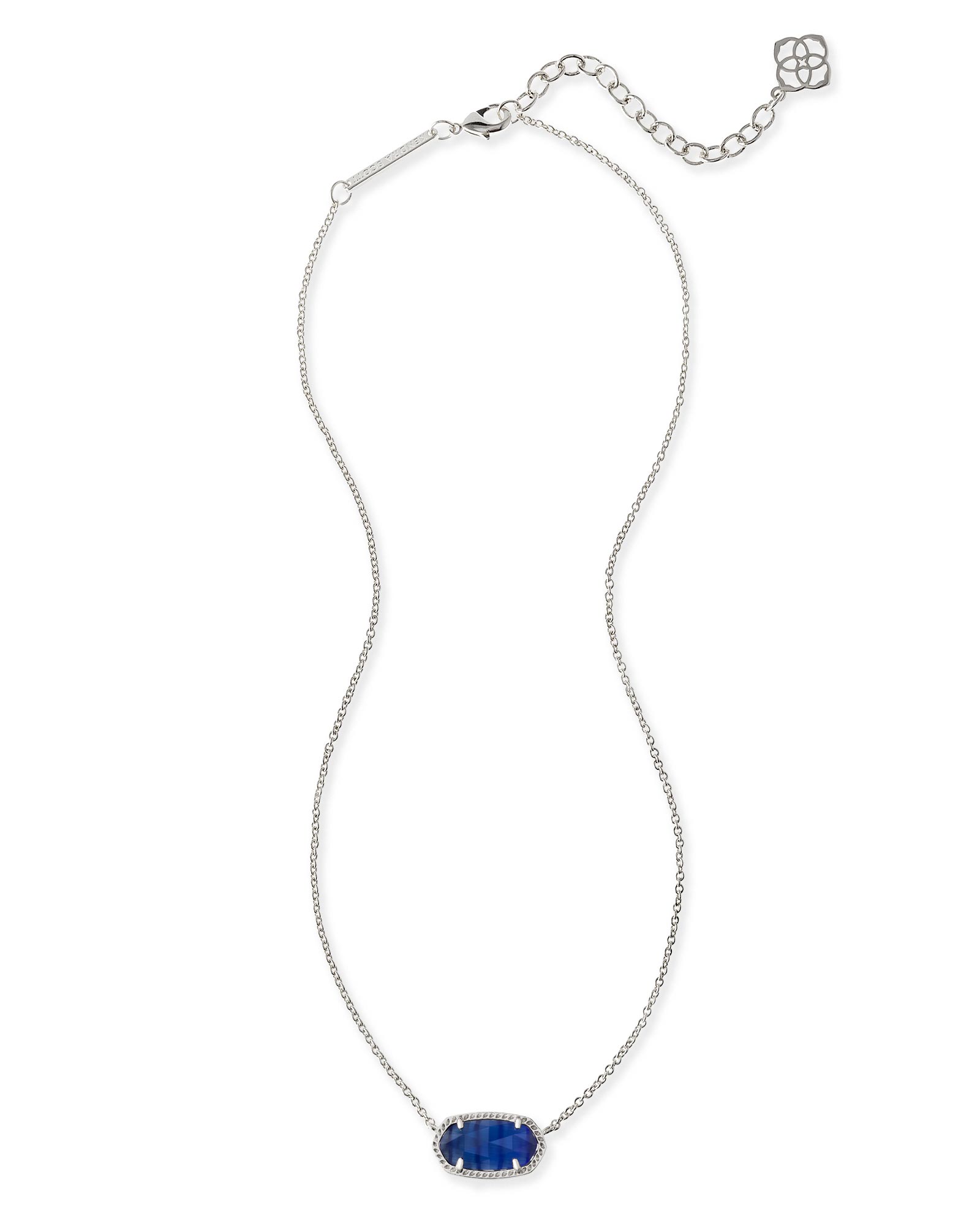 Elisa Silver Pendant Necklace in Navy Blue Kendra Scott