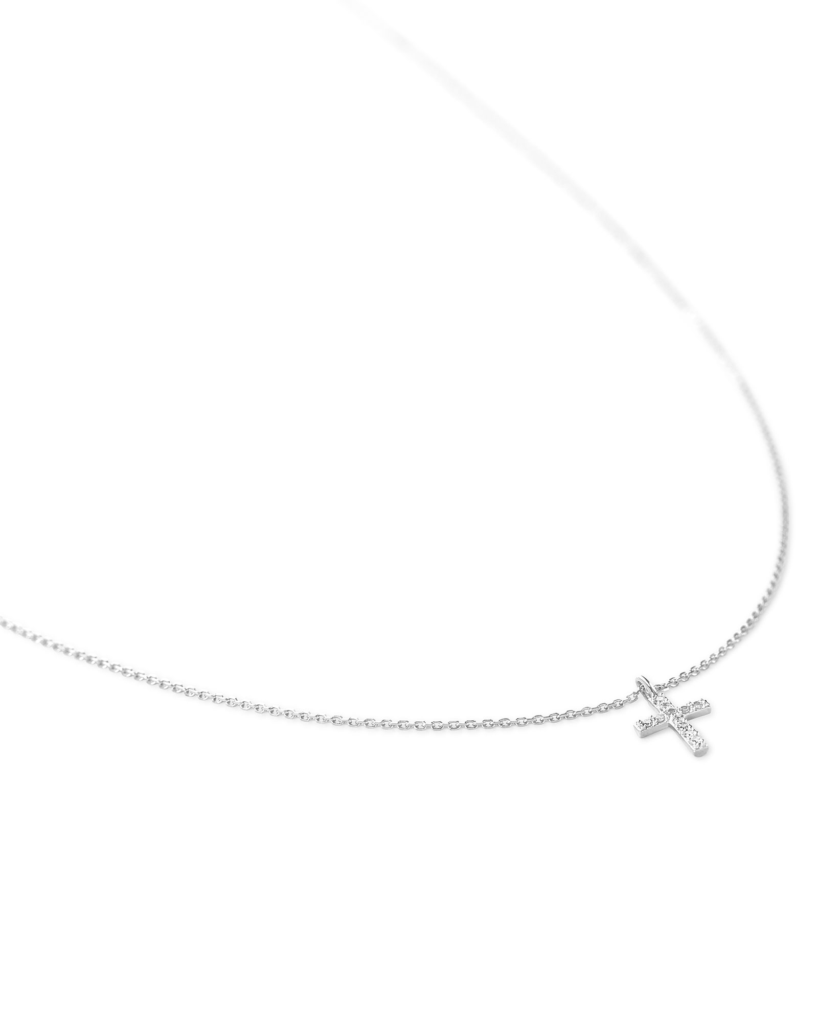 Cross 14k White Gold Pendant Necklace in White Diamonds Kendra Scott