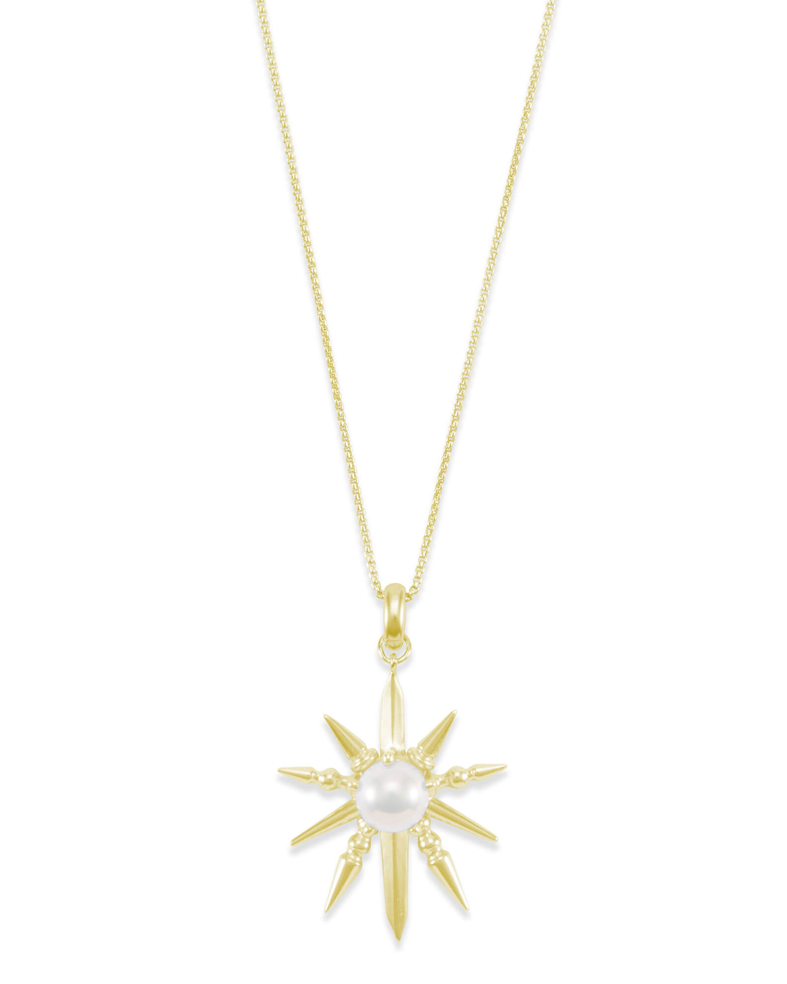 Sunburst With Pearl Charm Necklace Set 