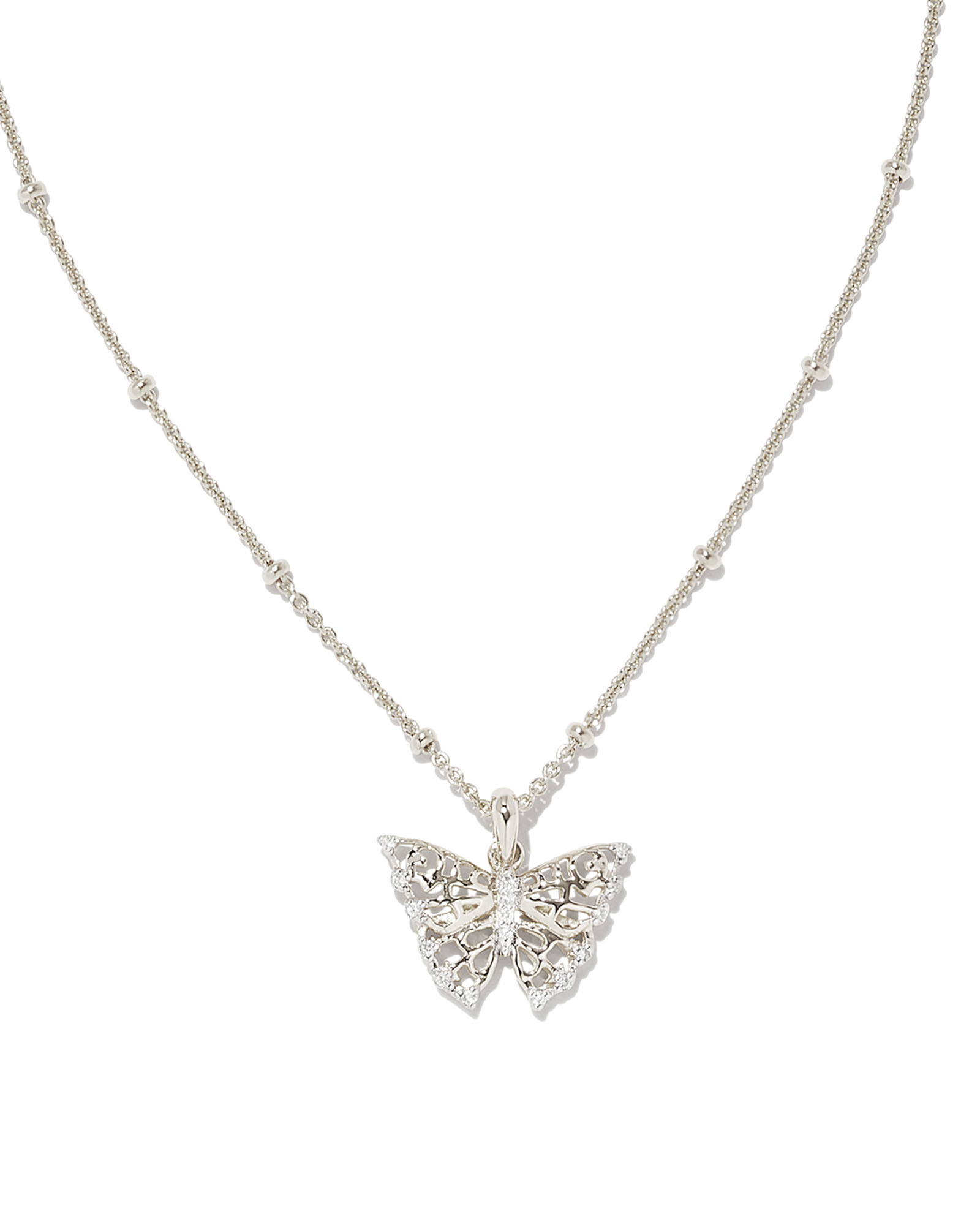 Opal Butterfly Necklace with Diamonds and Prongs - KAMARIA