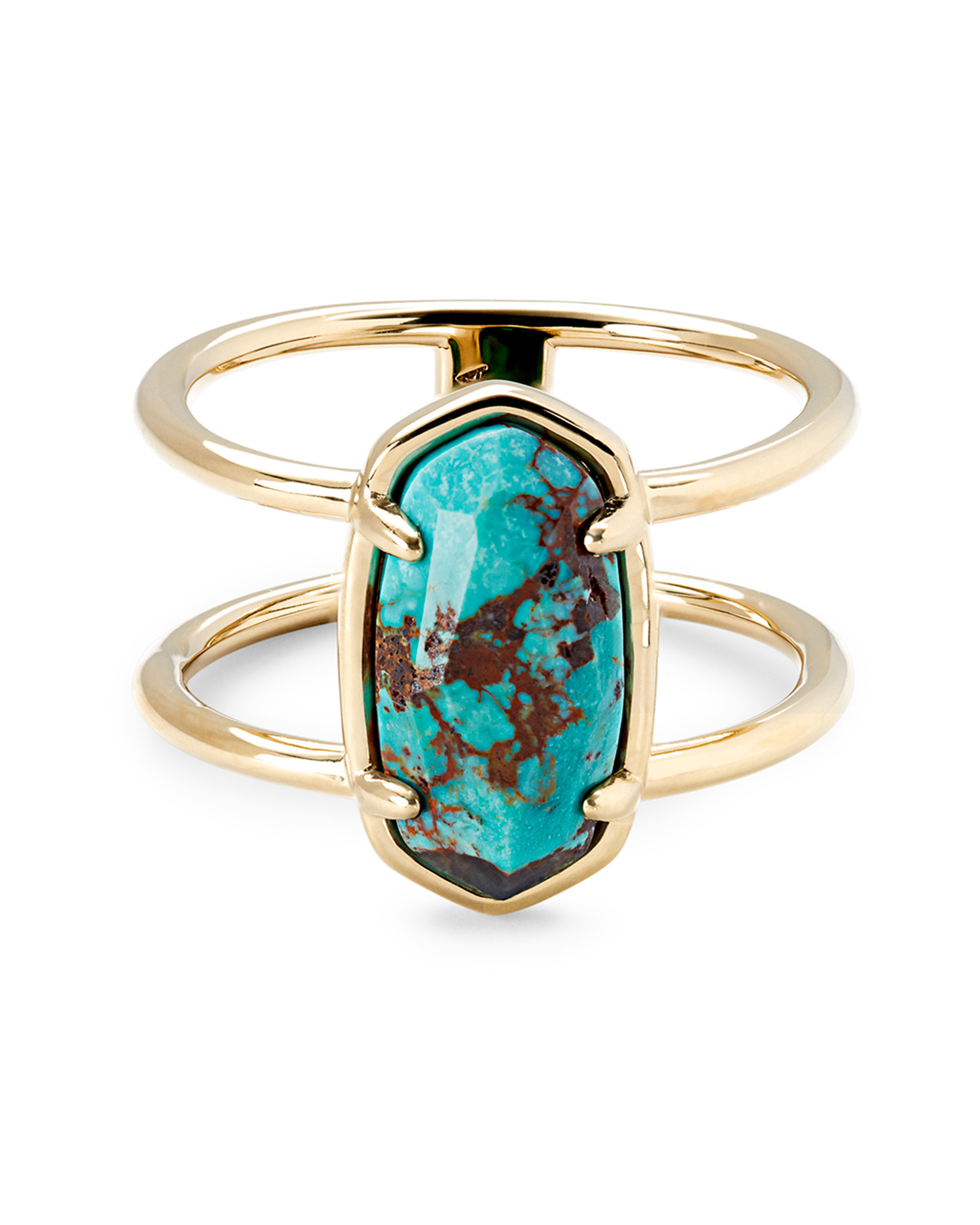 Elyse 18k Gold Vermeil Double Band Ring in Genuine Turquoise