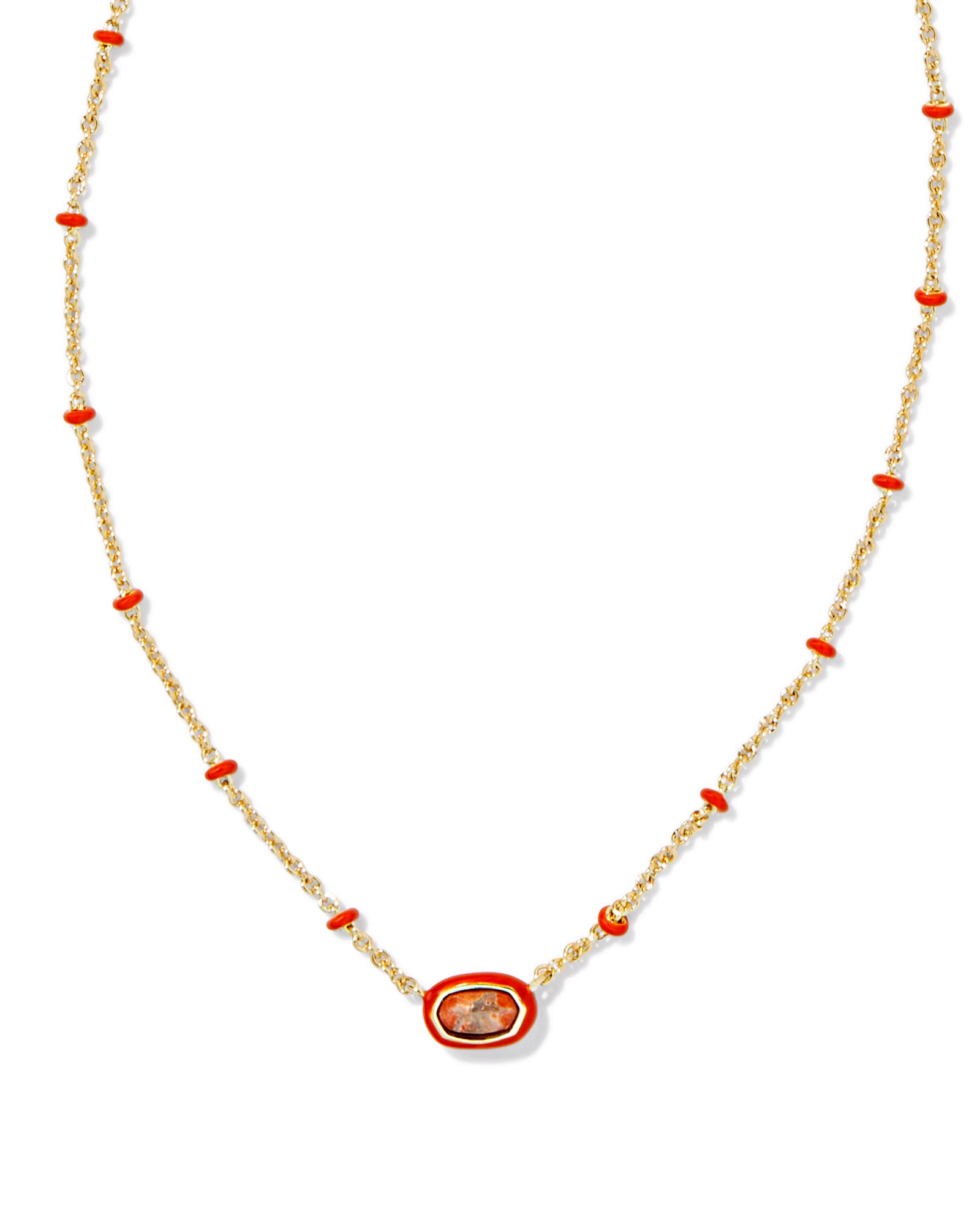 Elisa Gold Short Pendant Necklace in Olive Magnesite main image 1