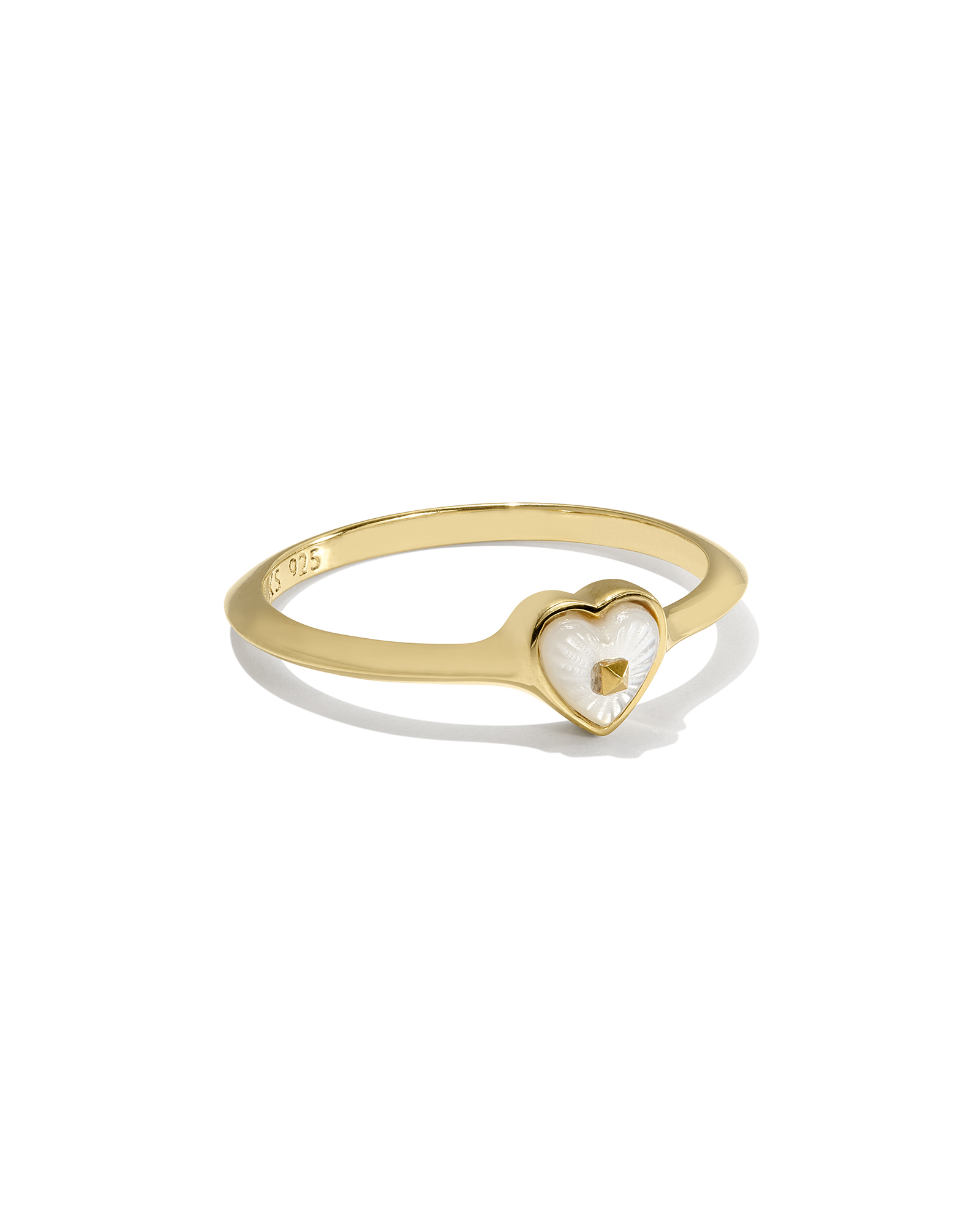 Adalynn 18k Gold Vermeil Heart Band Ring in Ivory Mother-of-Pearl | Kendra  Scott