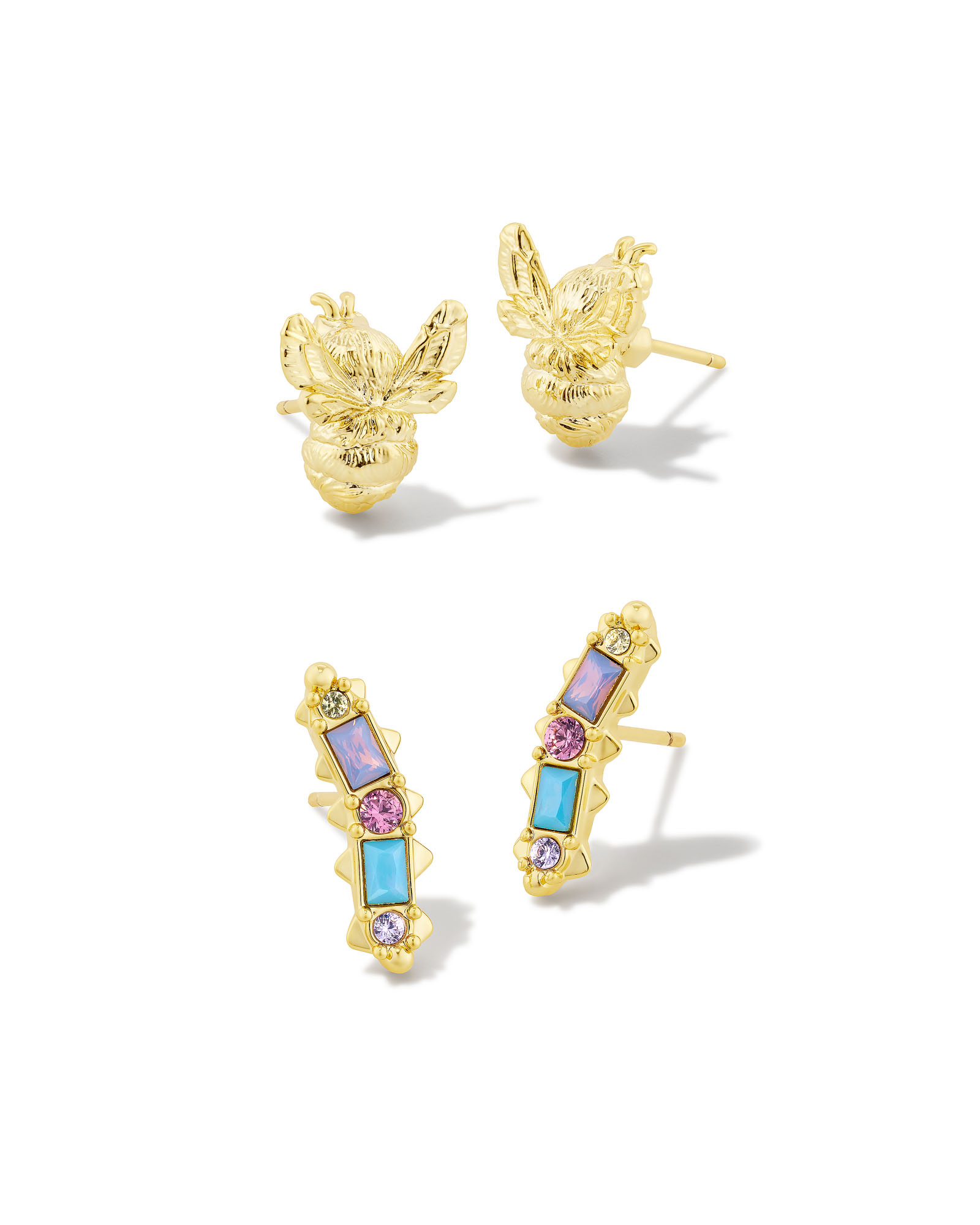 Devin Gold Crystal Stud Earring Set in Pastel Mix Kendra Scott