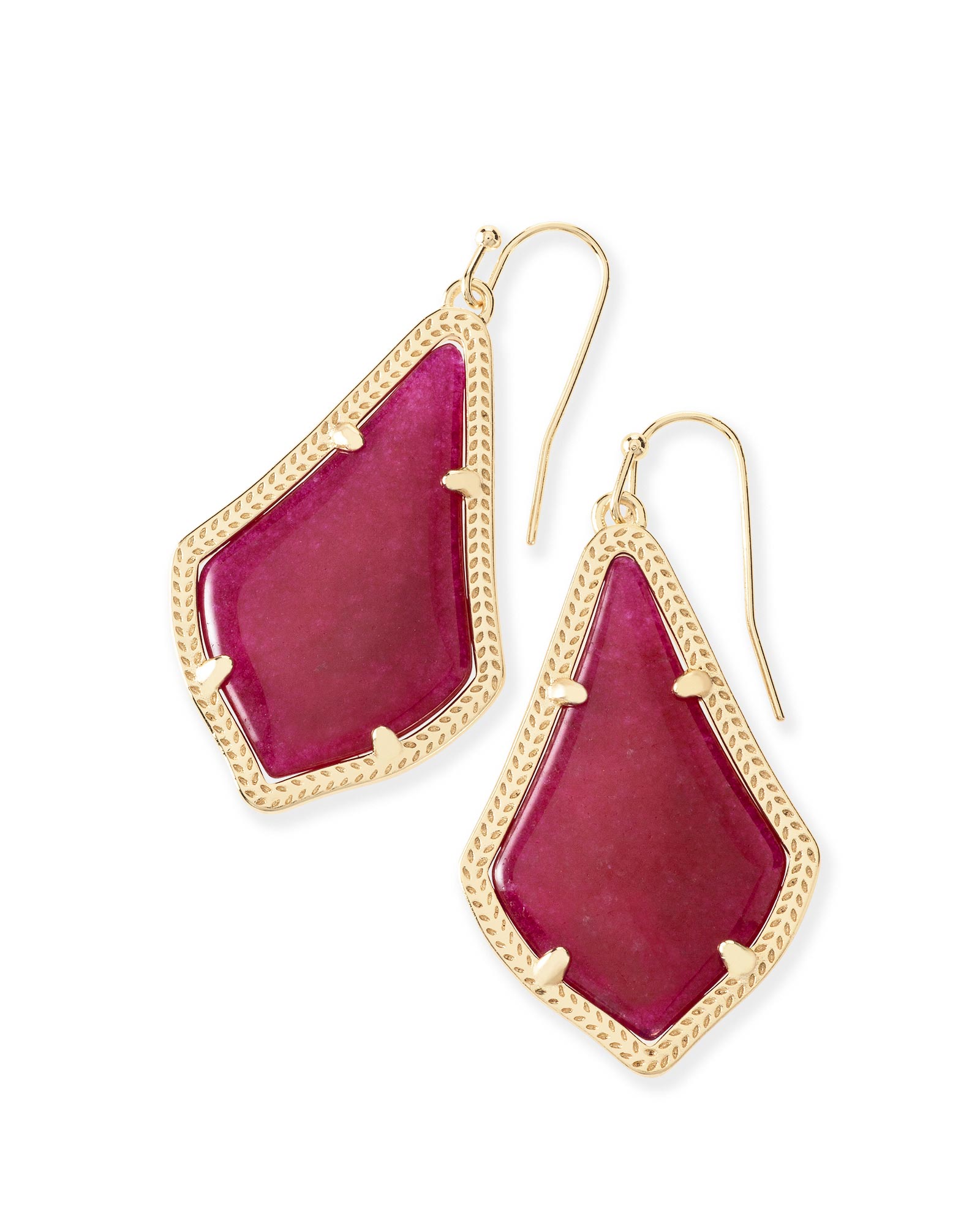 Alex Gold Drop Earrings in Maroon Jade Kendra Scott