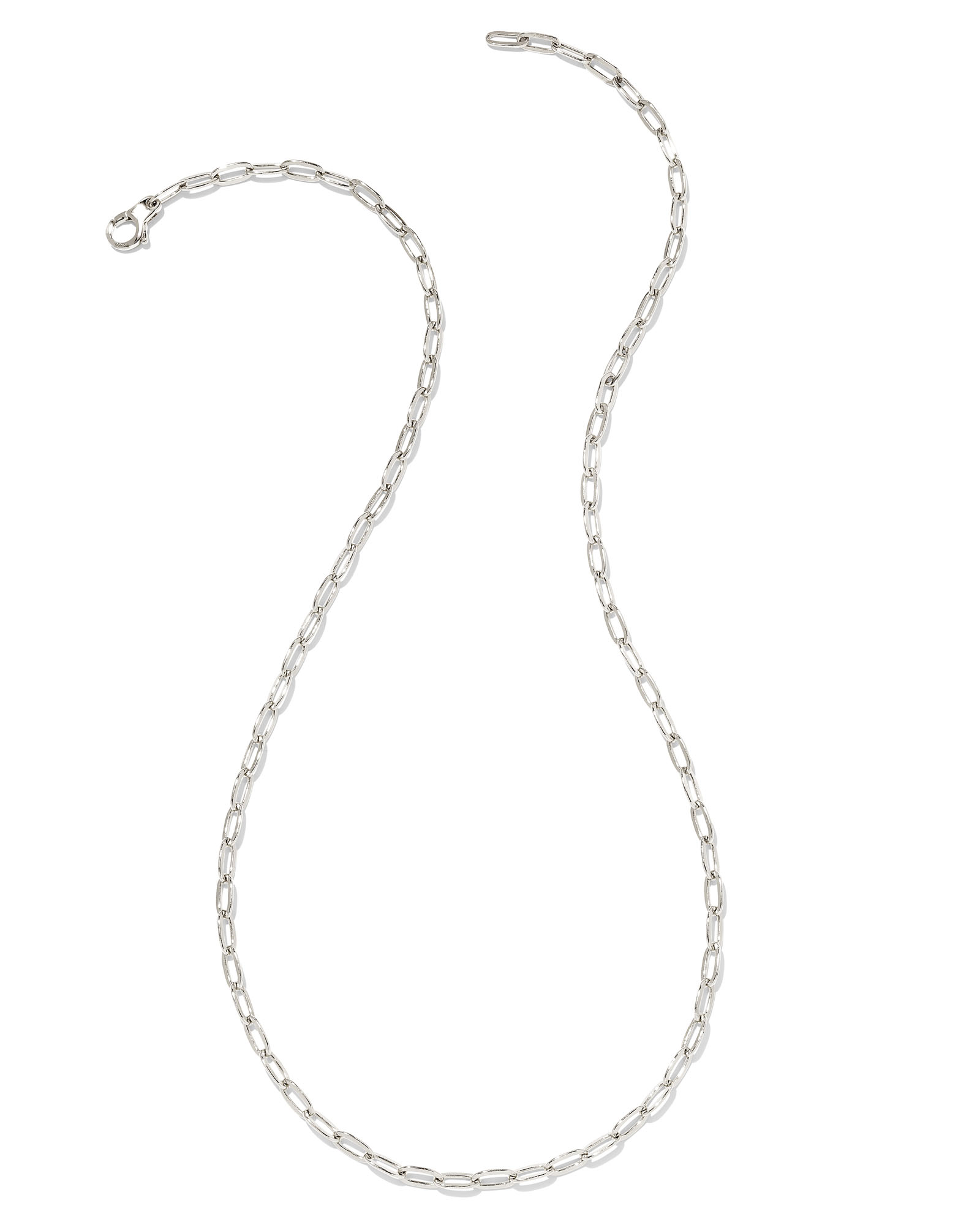 Small Paperclip Chain Necklace-Long Drawn Cable Chain-  Layering-Minimalist-Basic-Holiday (15, Bright Sterling Silver)