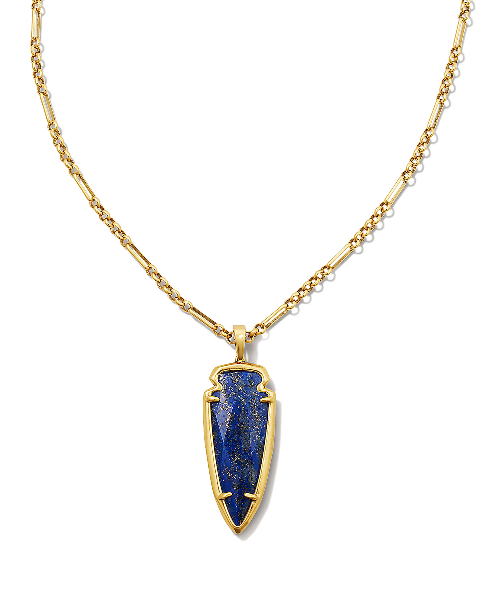 Skylar Vintage Gold Small Long Pendant in Blue Lapis Kendra Scott
