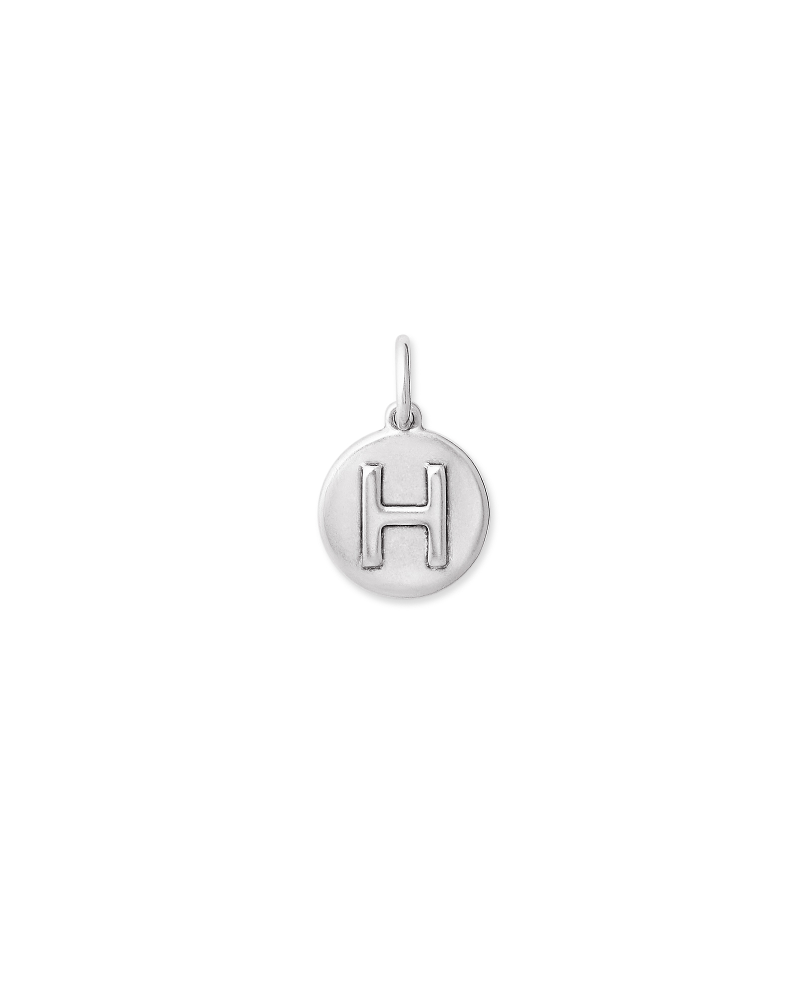 Sterling Silver Initial Charms | Cursive Disc Alphabet Letter Charm H
