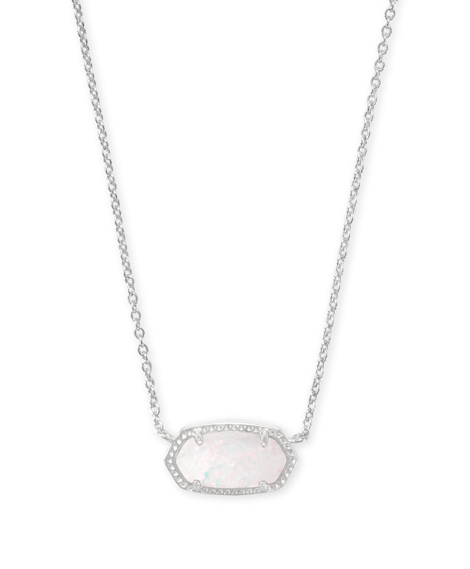Elisa Silver Pendant Necklace in White Kyocera Opal Kendra Scott