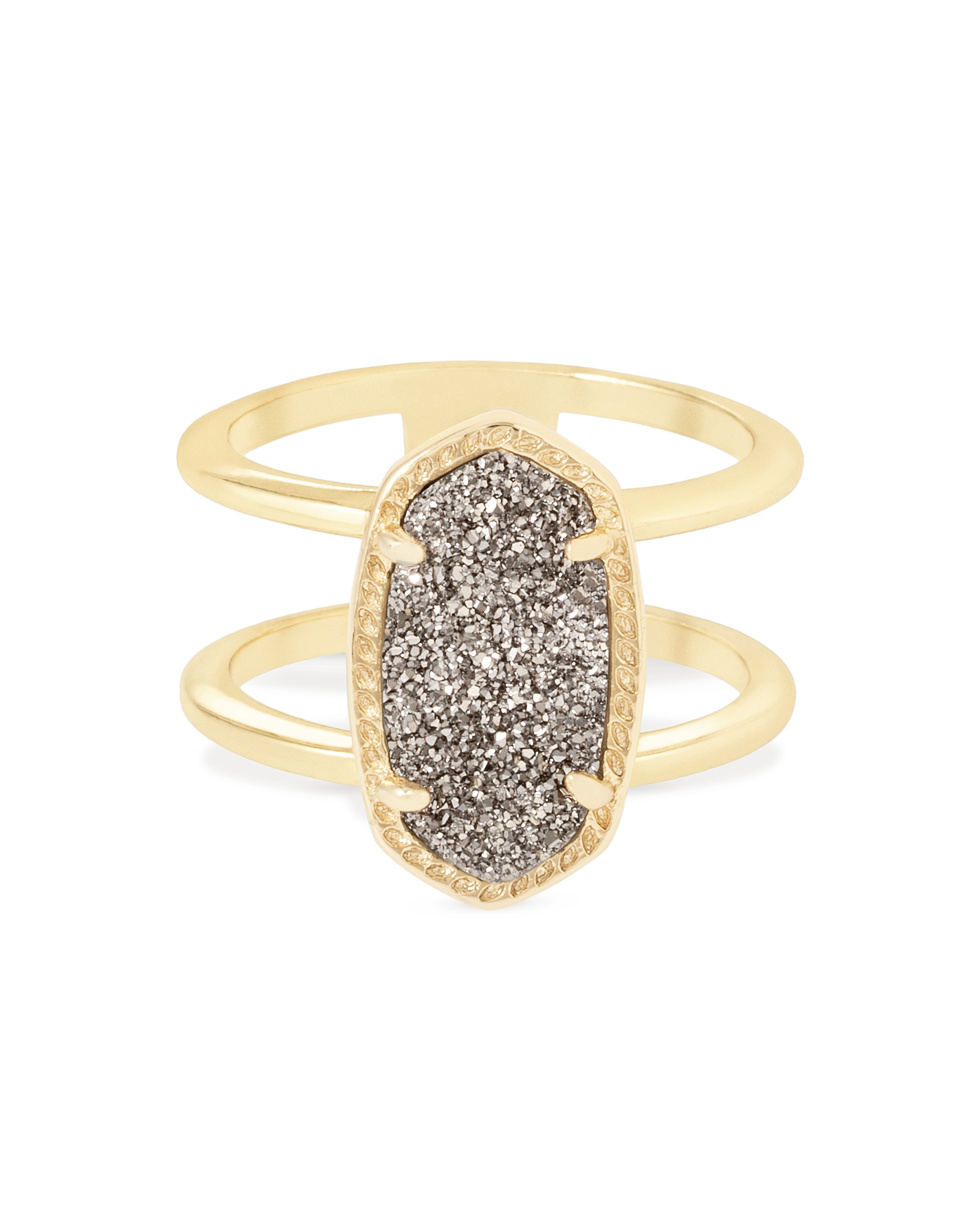 Elyse Gold Ring in Platinum Drusy 8 Kendra Scott