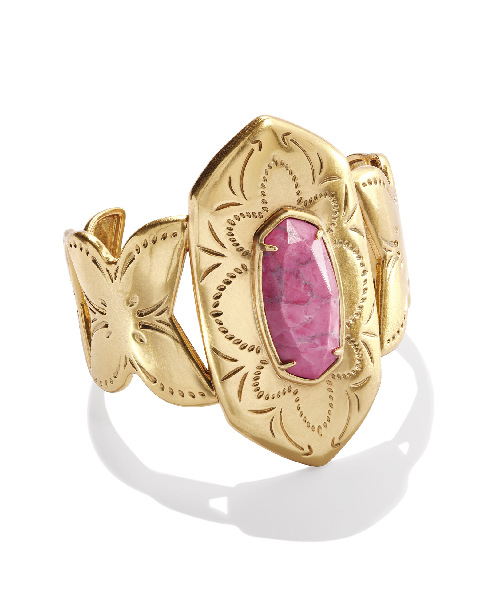 Keziah Vintage Gold Cuff Bracelet in Raspberry Variegated