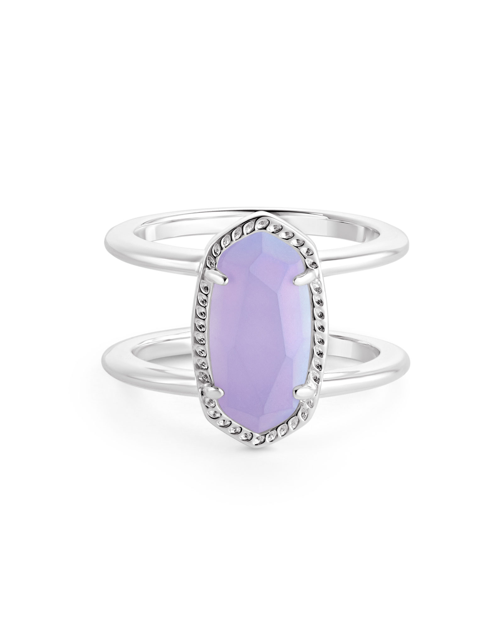 Elyse Double Band Ring in Matte Iridescent Lilac Glass | Kendra Scott
