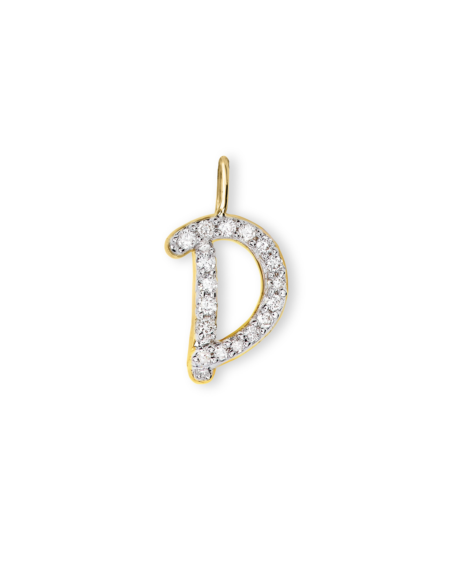 14k Yellow Gold Letter D Charm in White Diamond Kendra Scott