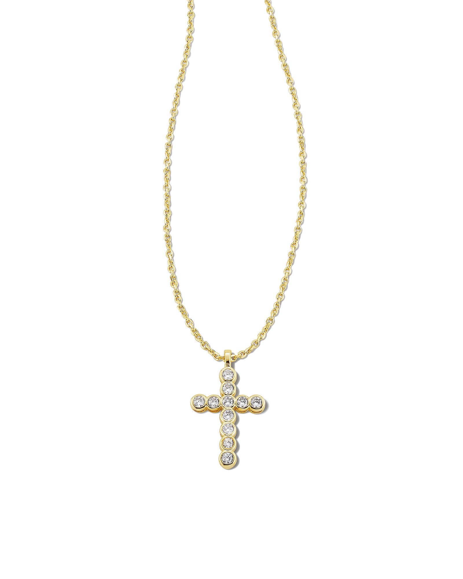 Paperclip Cross Charm Necklace in 18k Gold Vermeil | Kendra Scott