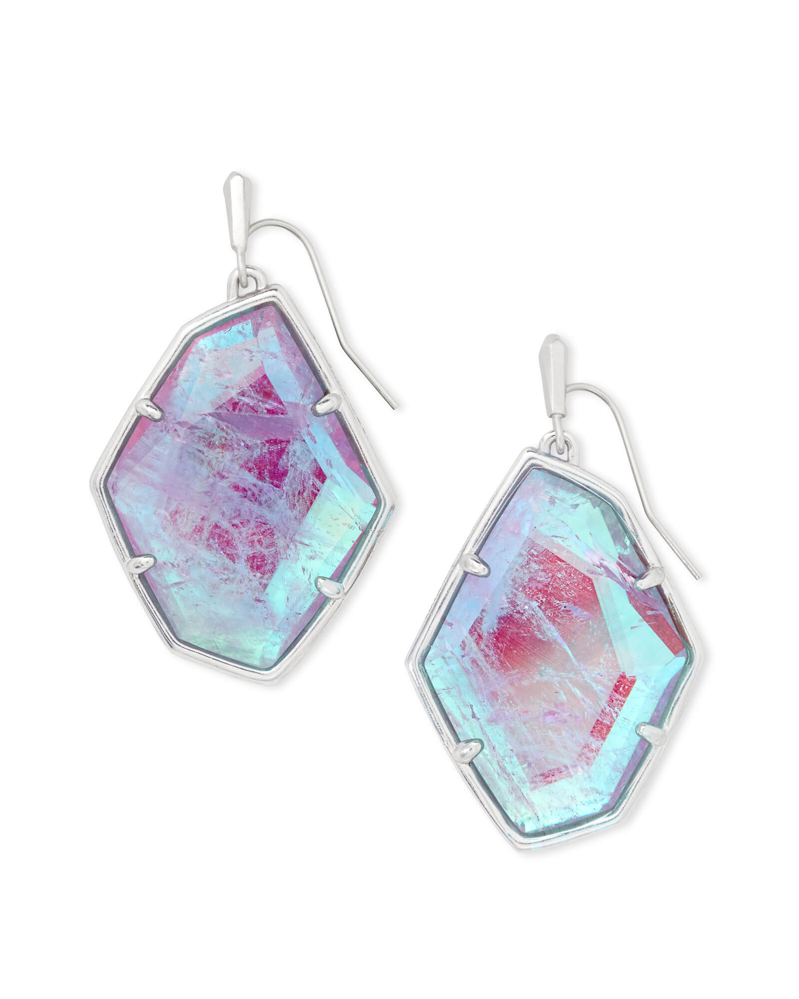 Dunn Silver Drop Earrings in Amethyst Dichroic Glass