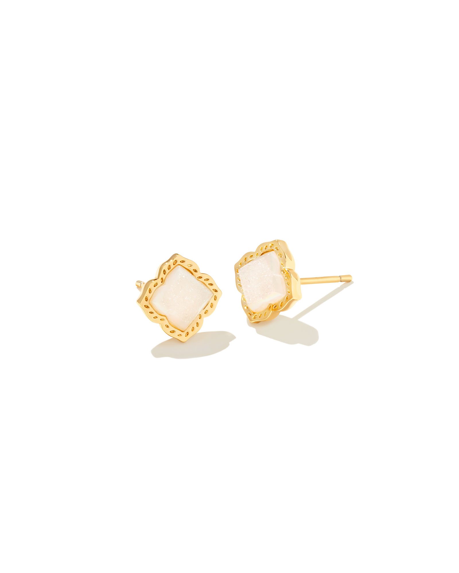 Mallory Gold Stud Earrings in Iridescent Drusy Kendra Scott