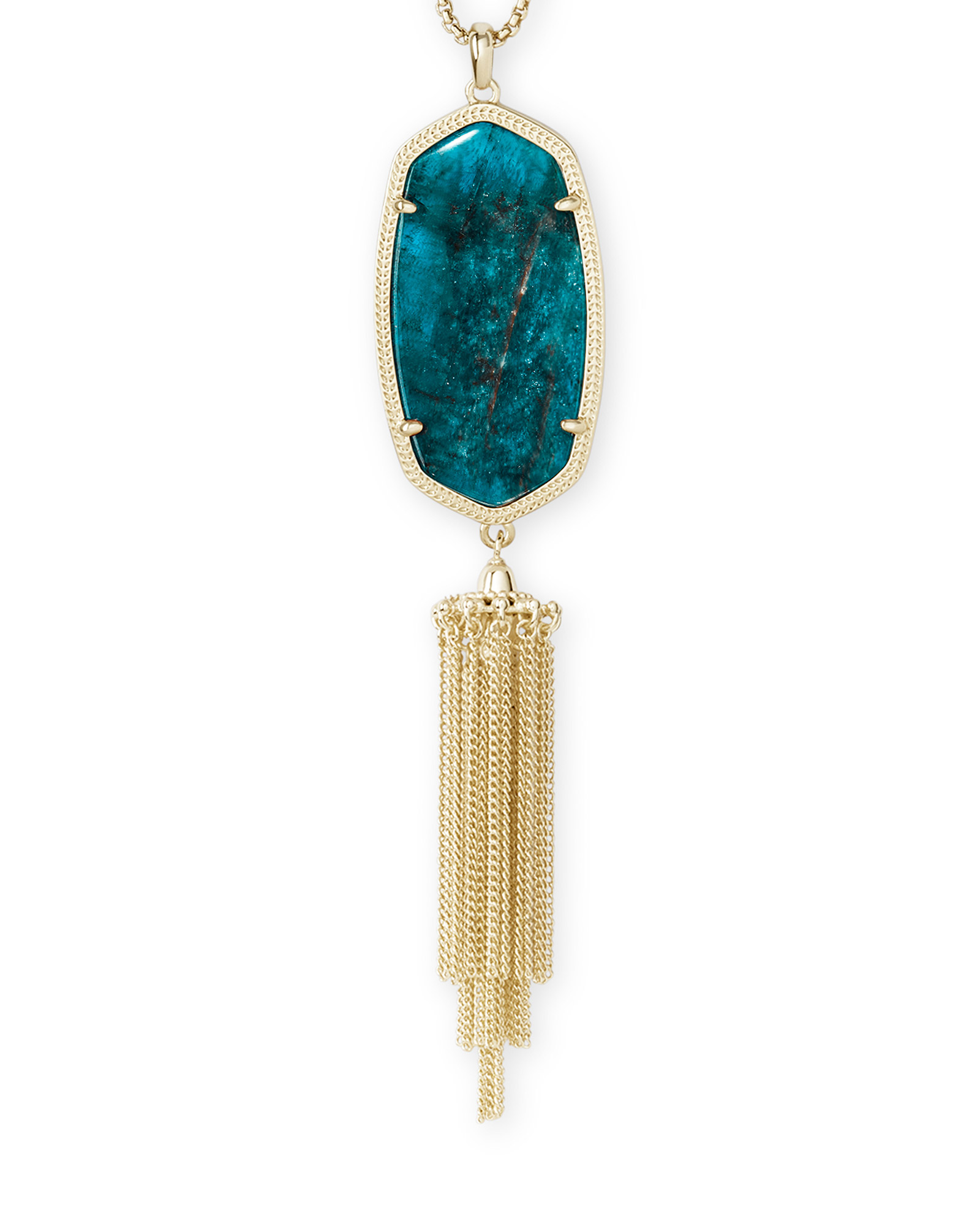 Rayne Gold Long Pendant Necklace in Aqua Apatite Kendra Scott