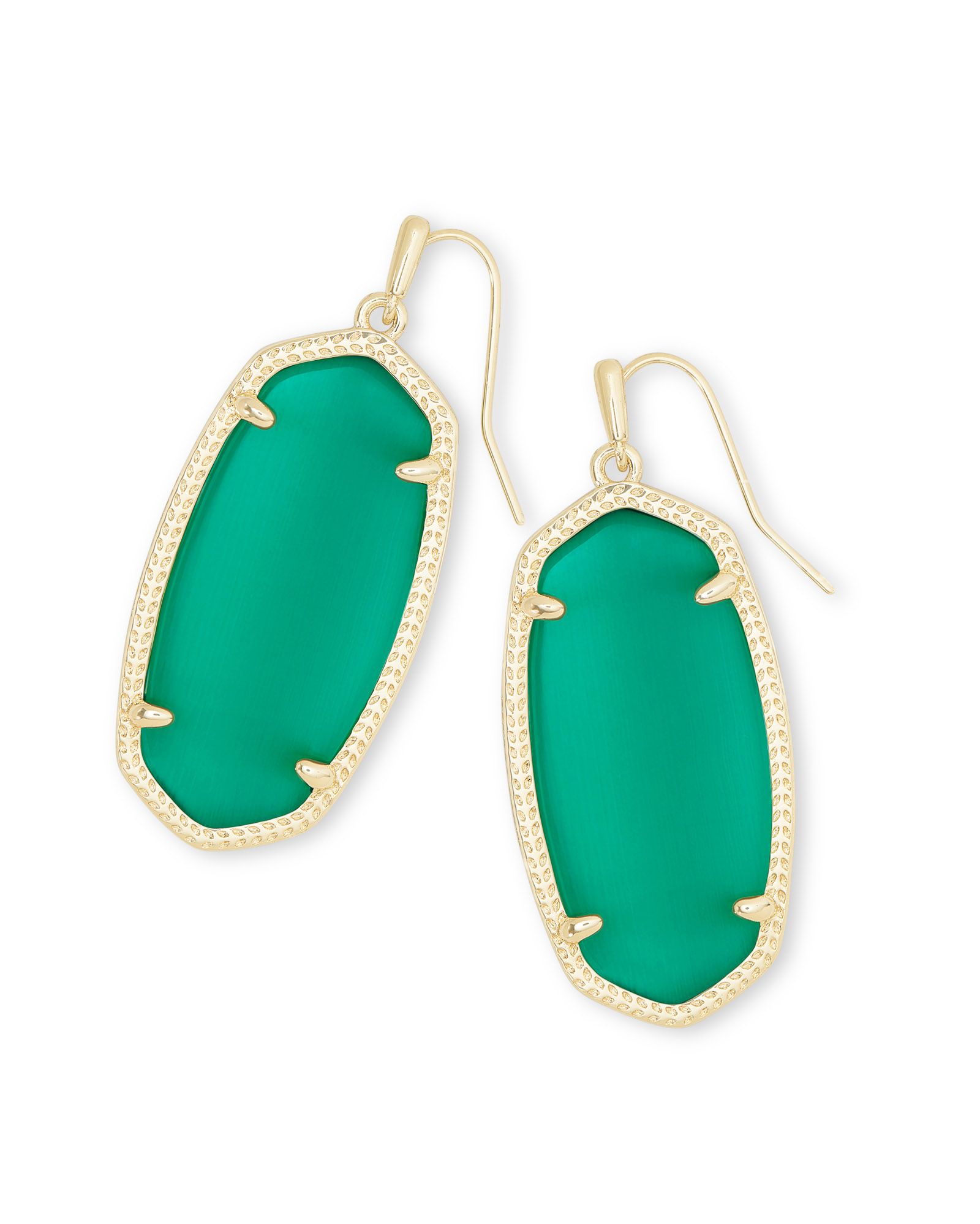 Elle Gold Drop Earrings in Emerald Cat's Eye | Kendra Scott