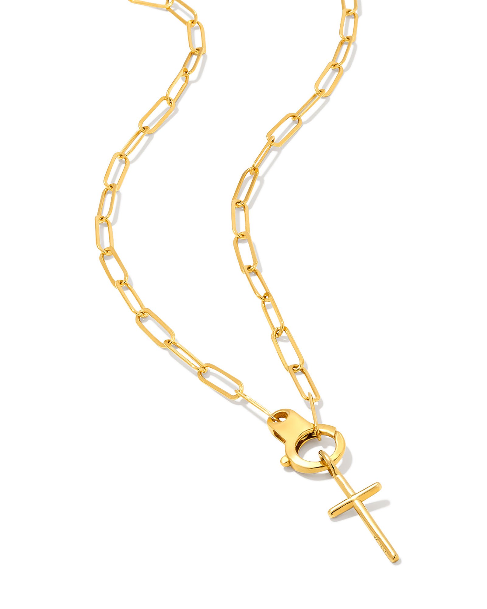 Paperclip Cross Charm Necklace in 18k Gold Vermeil Kendra Scott