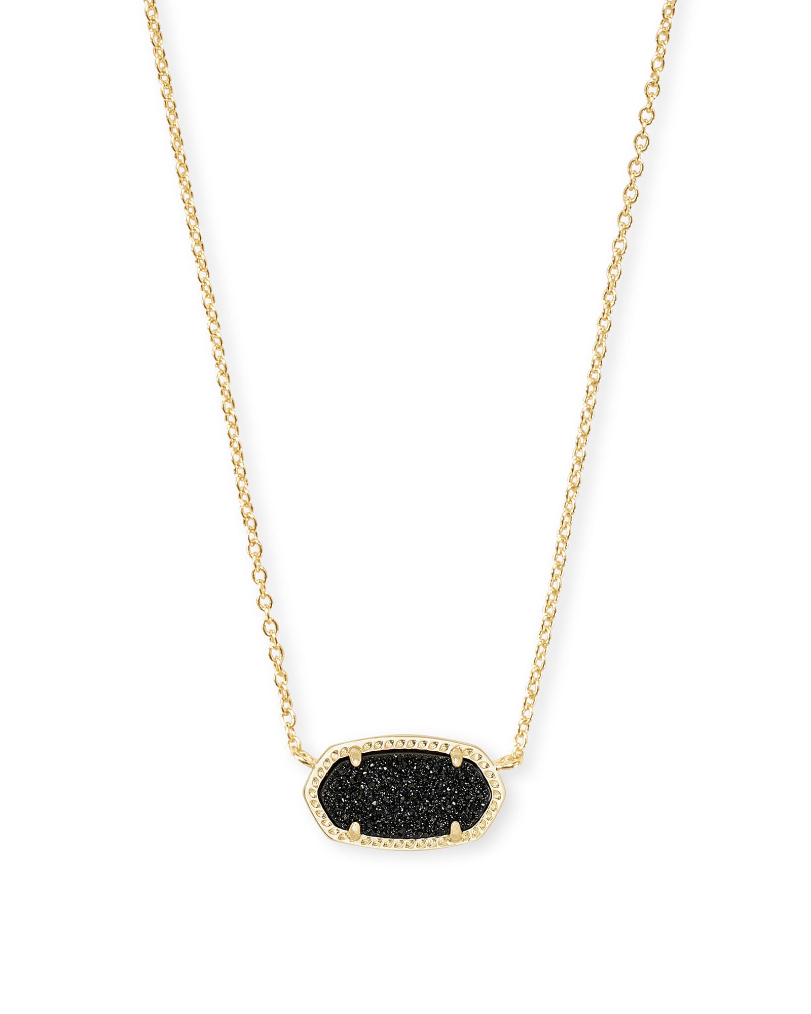 Elisa Gold Pendant Necklace in Black 