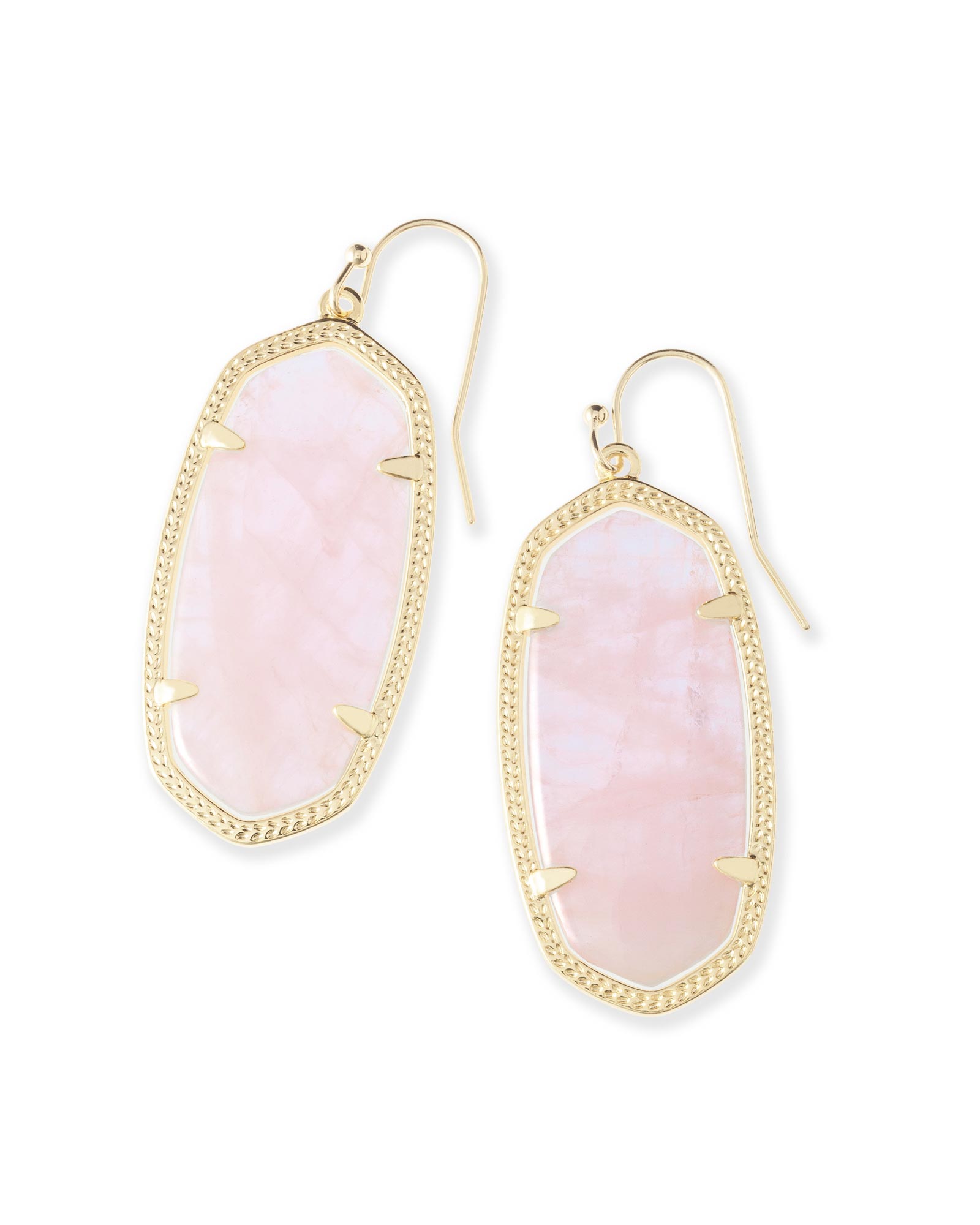 Elle Gold Drop Earrings in Rose Quartz | Kendra Scott