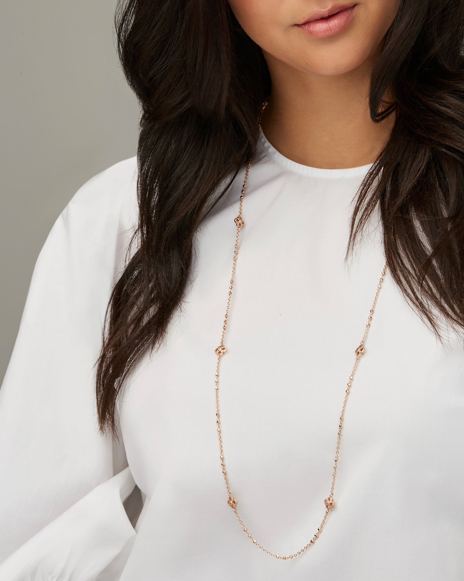 Rue Long Strand Necklace In Rose Gold Kendra Scott