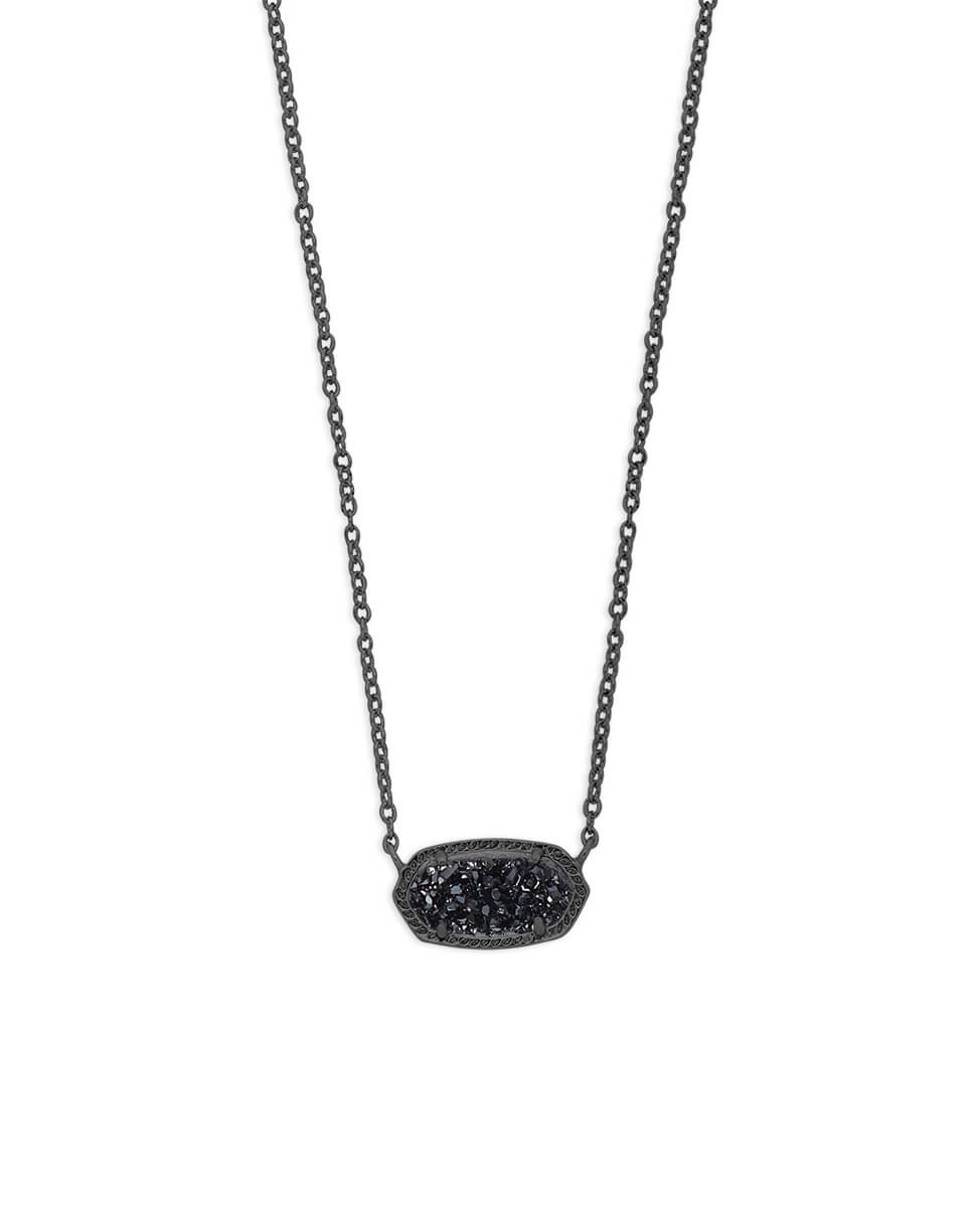 Elisa Gunmetal Pendant Necklace in Black Window Drusy | Kendra Scott
