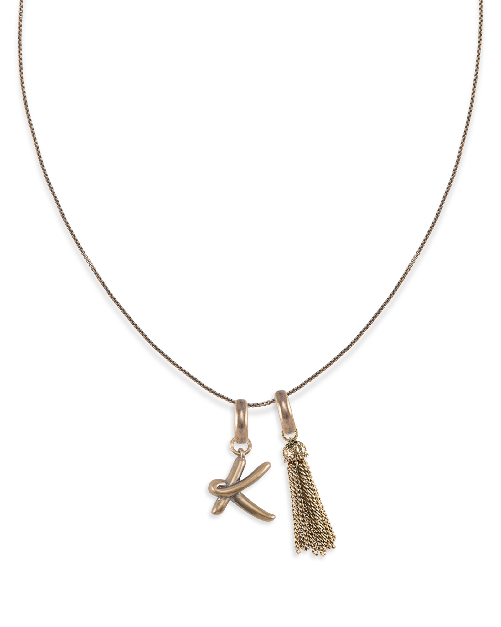 Letter Charm Tassel Necklace In Vintage Gold Kendra Scott