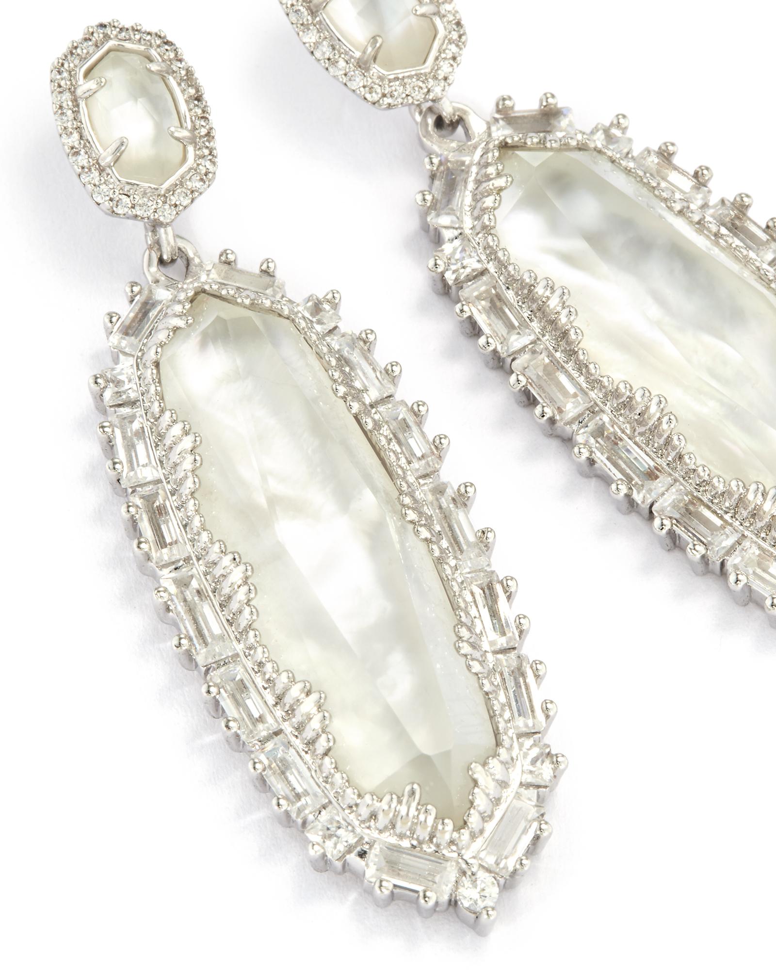 Kalina Silver Statement Earrings in Ivory Pearl Kendra Scott