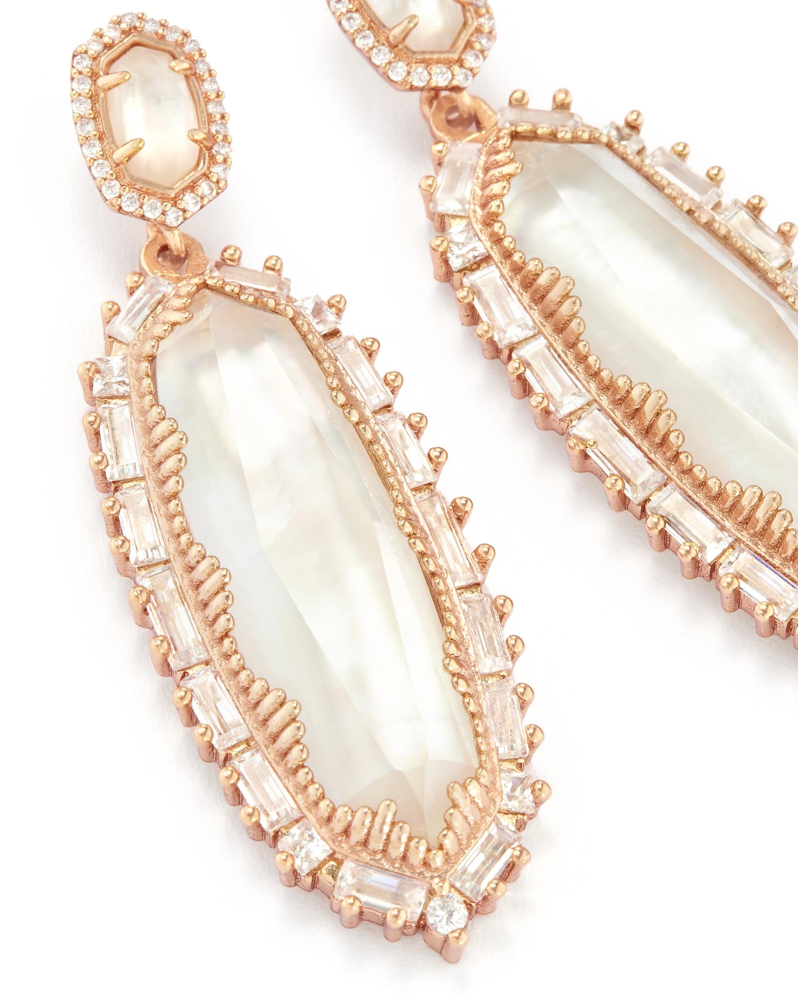 Kalina Rose Gold Statement Earrings in Ivory Kendra Scott