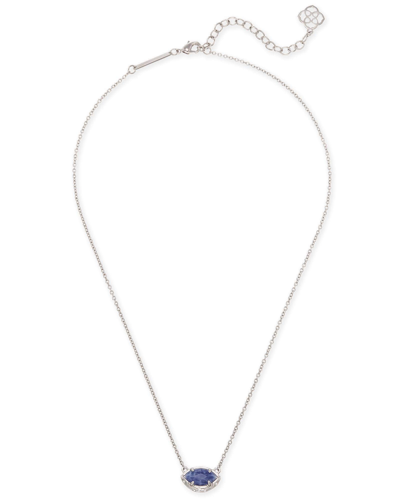Mikka Silver Pendant Necklace in Blue Agate | Kendra Scott