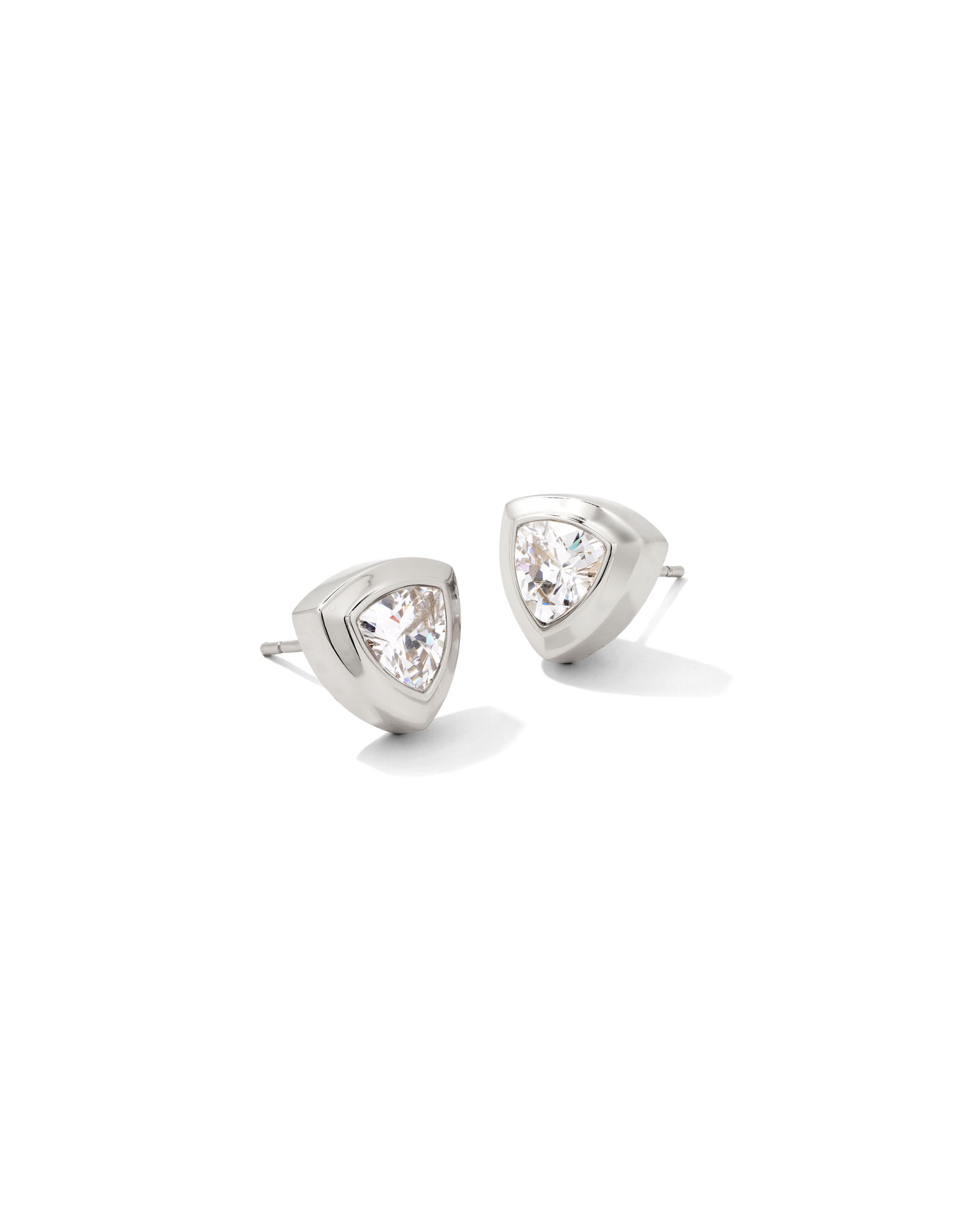 Arden Silver Stud Earrings in White Crystal Kendra Scott