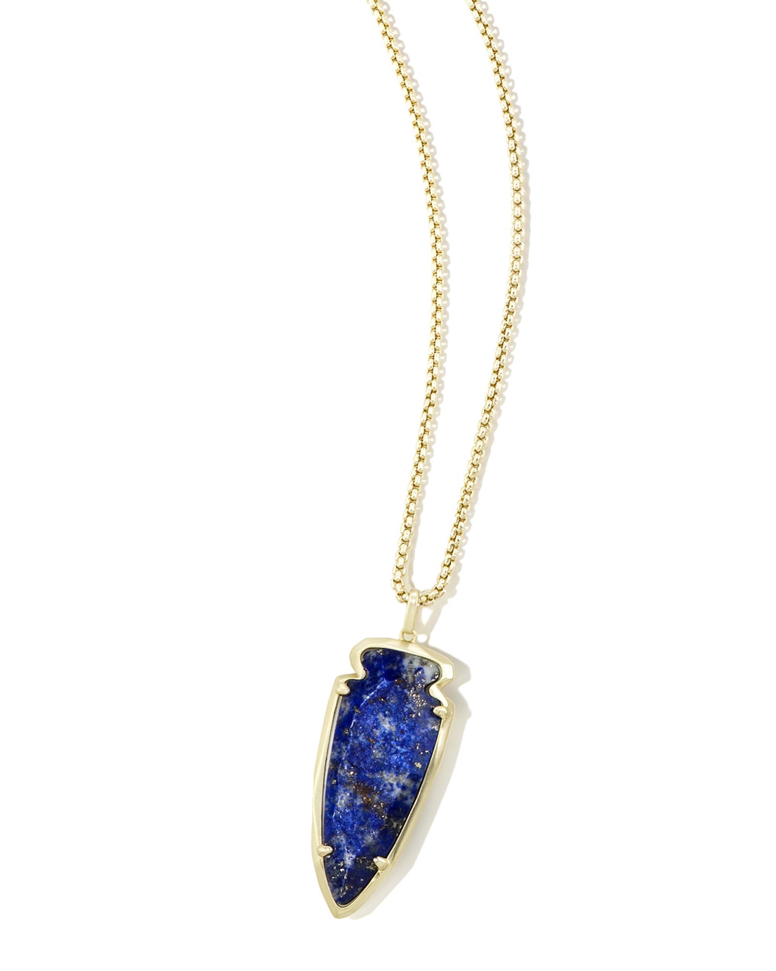 Kimmy Gold Arrowhead Necklace in Blue 