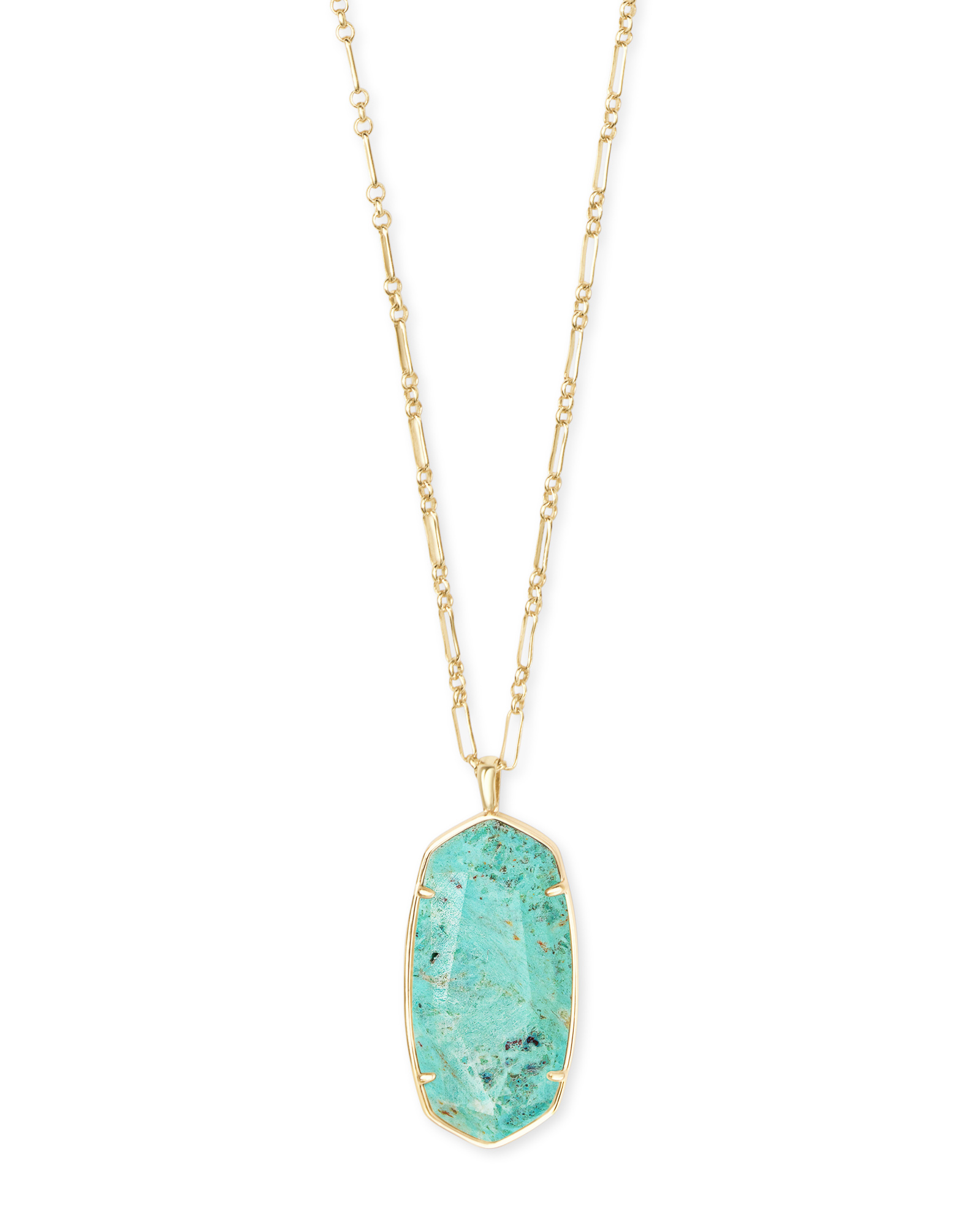 Faceted Reid Gold Long Pendant Necklace in Sea Green Chrysocolla ...