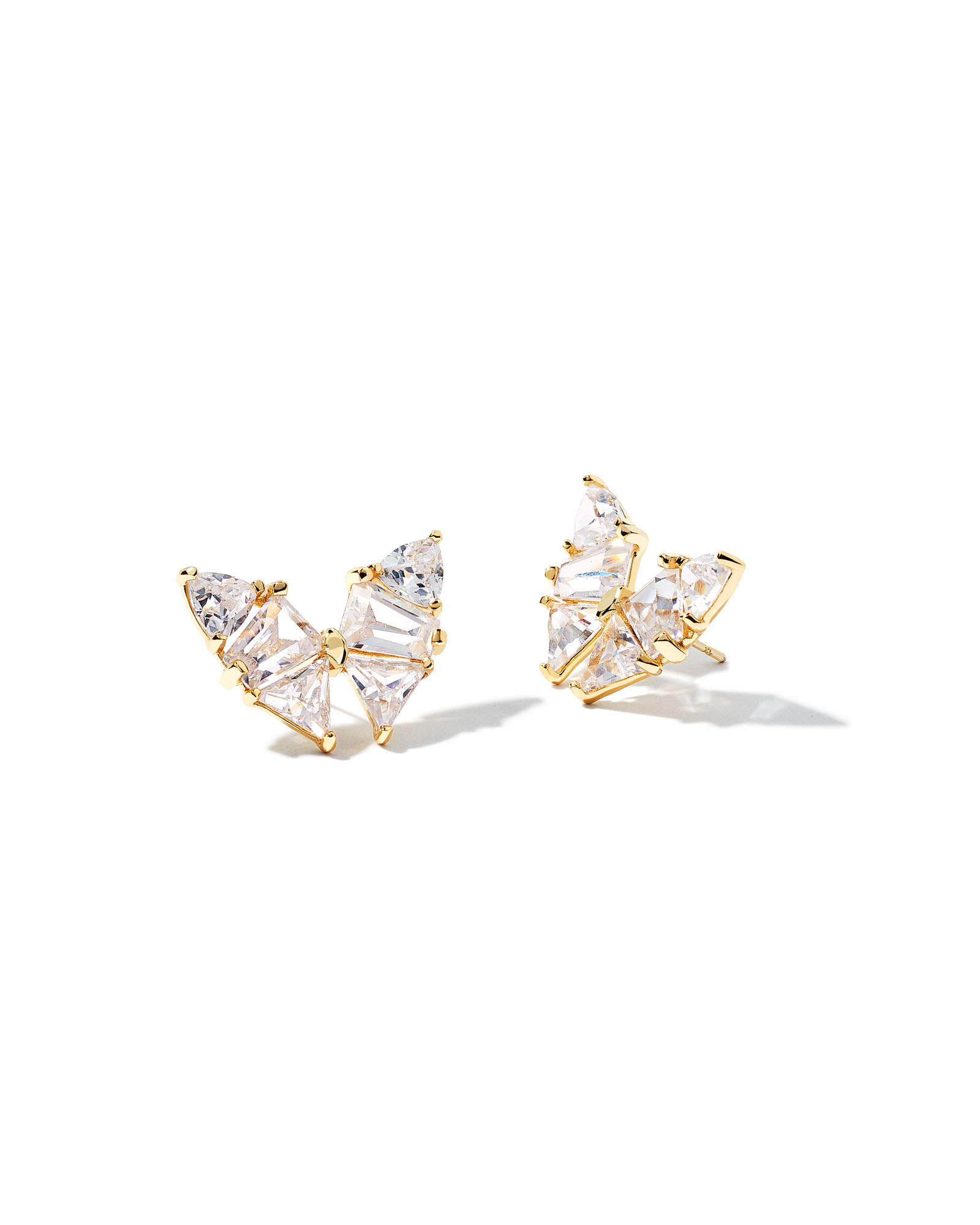 Blair Gold Butterfly Stud Earrings in White Crystal Kendra Scott